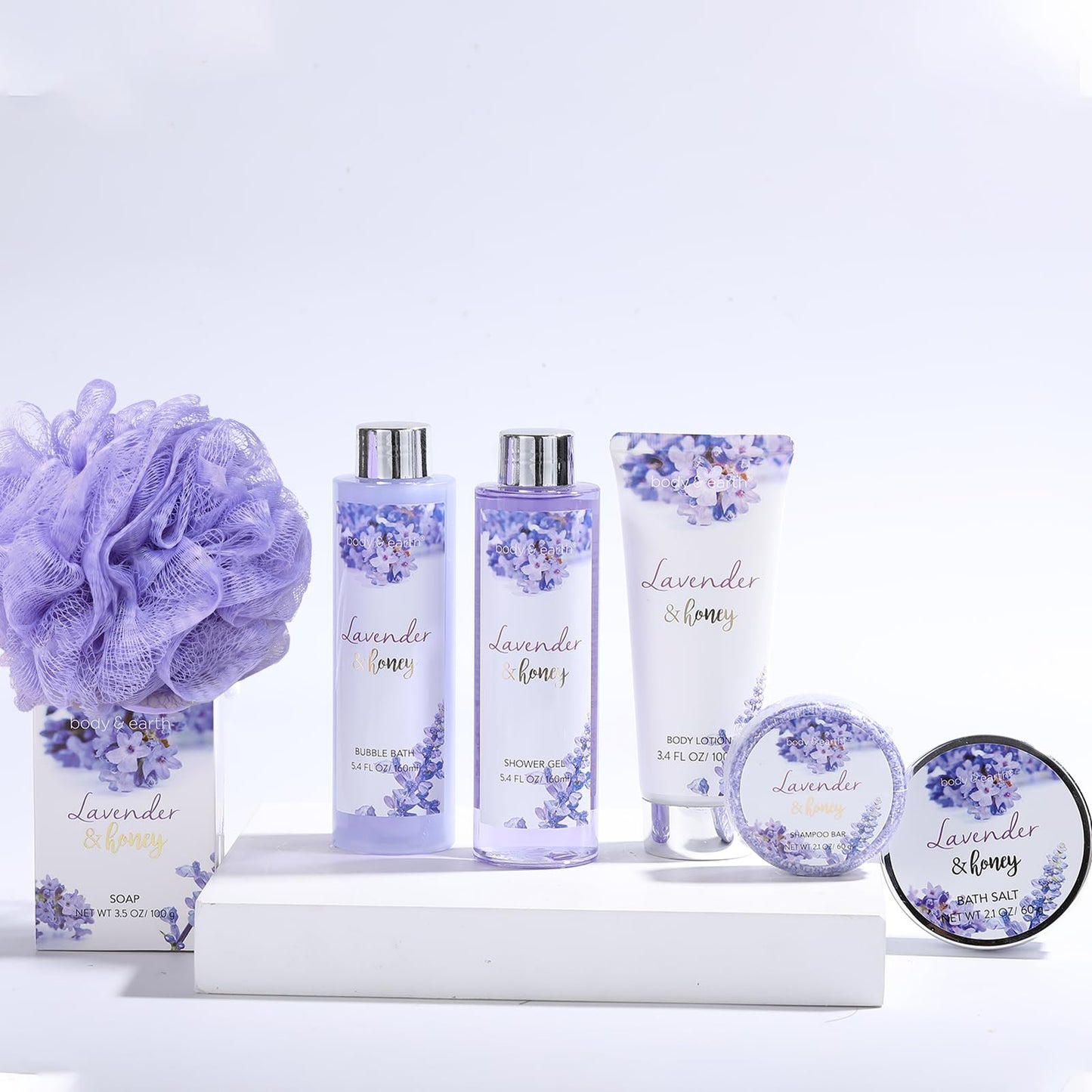 Body &amp; Earth 8-teiliges Spa-Geschenkset für Frauen, Duftrichtung Kirschblüte und Jasmin, Schaumbad, Duschgel, Badesalz, Körperlotion 