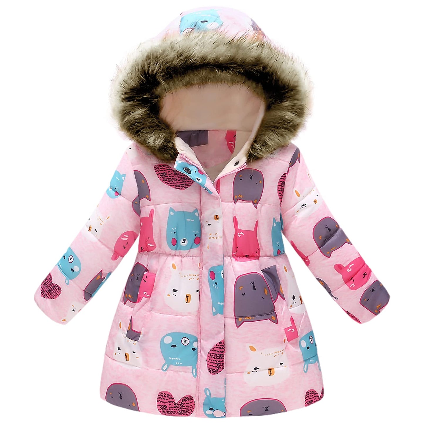 Winter Jacket Girls' Floral Warm Winter Coat Children's Jacket