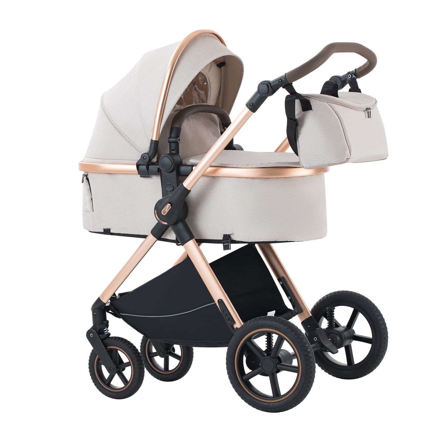 Shineey 3-in-1 Kinderwagen, Buggy, faltbarer Kinderwagen-Satz, Kombi-Kinderwagen 3-in-1 mit großer, komfortabler Babywanne, Gestell aus Aluminiumlegierung 