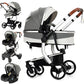 Reenborn 3-in-1 Kinderwagen, Buggy mit zwei umkehrbaren Schiebemodi, Kinderwagen mit Gestell aus Aluminiumlegierung, Babywagen, 3-in-1 Komplettset mit Ein-Klick-Faltmechanismus 