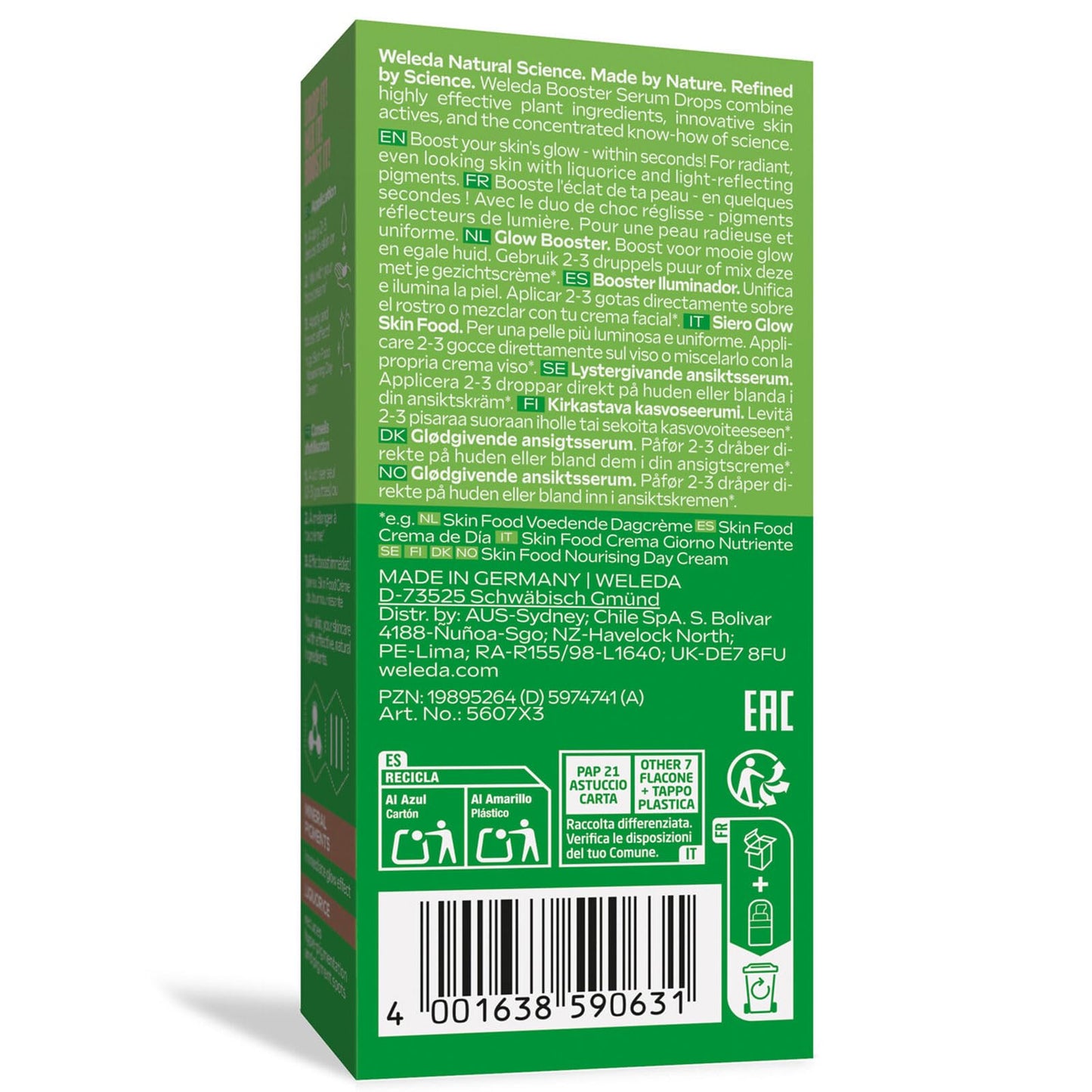 Weleda Organic Skin Food Glow Serum Drops – Natürliche Kosmetik-Booster-Tropfen mit Süßholz und lichtreflektierenden Pigmenten für einen strahlenden Teint und gegen Pigmentflecken 