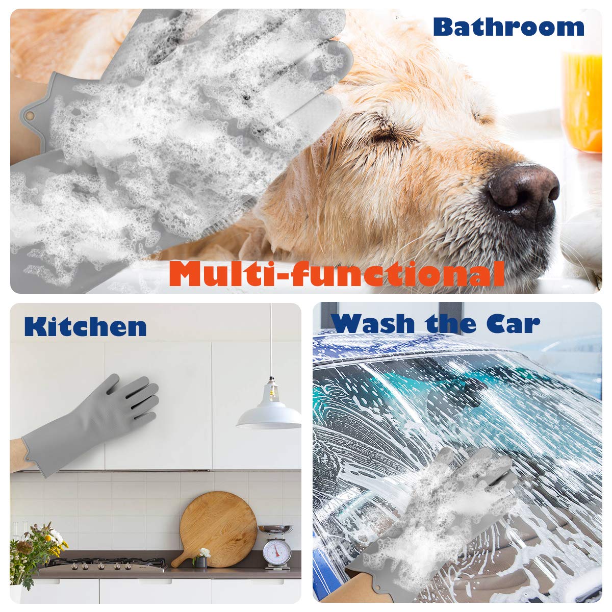 Haustier Fellpflege Handschuhe, Silikon Bürsten Handschuhe 