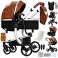 Reenborn 3-in-1 Kinderwagen, Buggy mit zwei umkehrbaren Schiebemodi, Kinderwagen mit Gestell aus Aluminiumlegierung, Babywagen, 3-in-1 Komplettset mit Ein-Klick-Faltmechanismus 