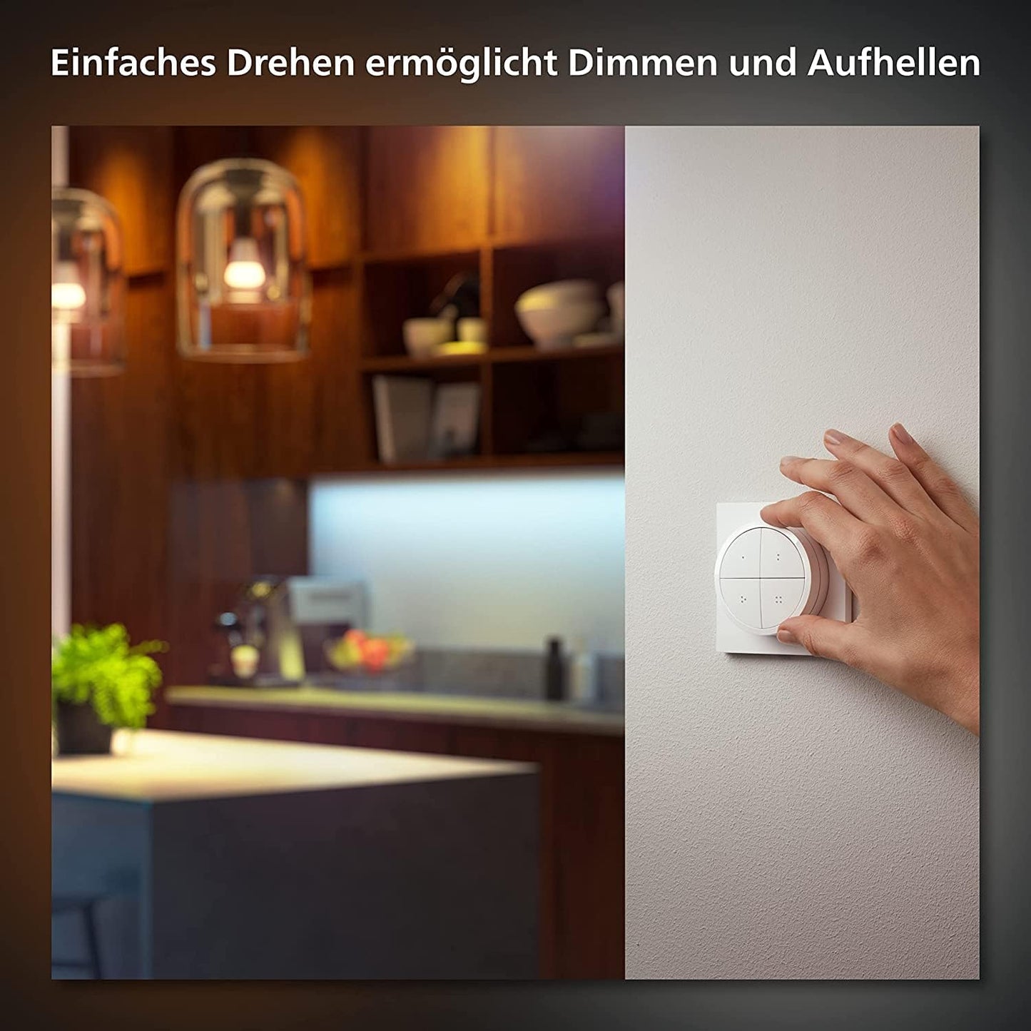 Philips Hue Dimmschalter für Hue Lichtsysteme, Smarter Dimmer zur Steuerung von Leuchten und Lichtszenen 