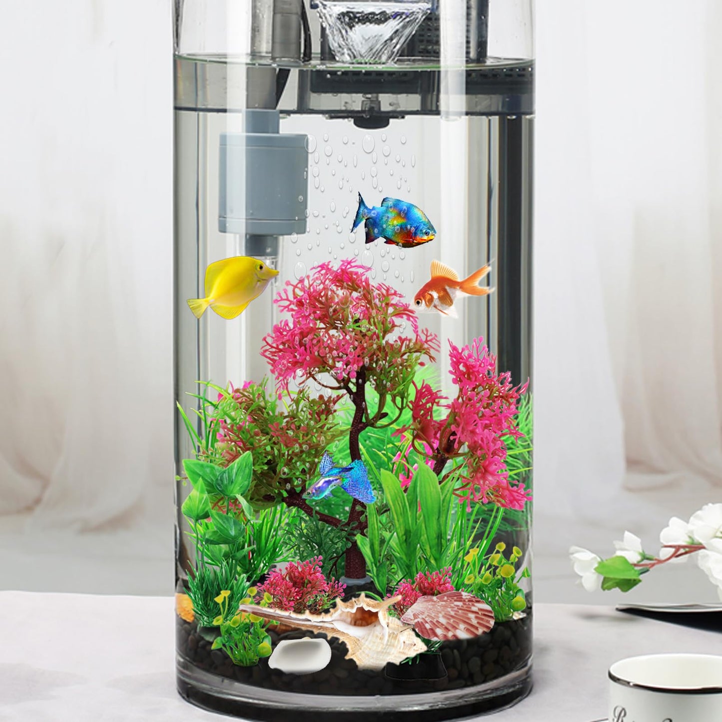 10er-Pack künstliche Pflanzen, Aquariendekoration, grüne Kunststoffpflanzen 