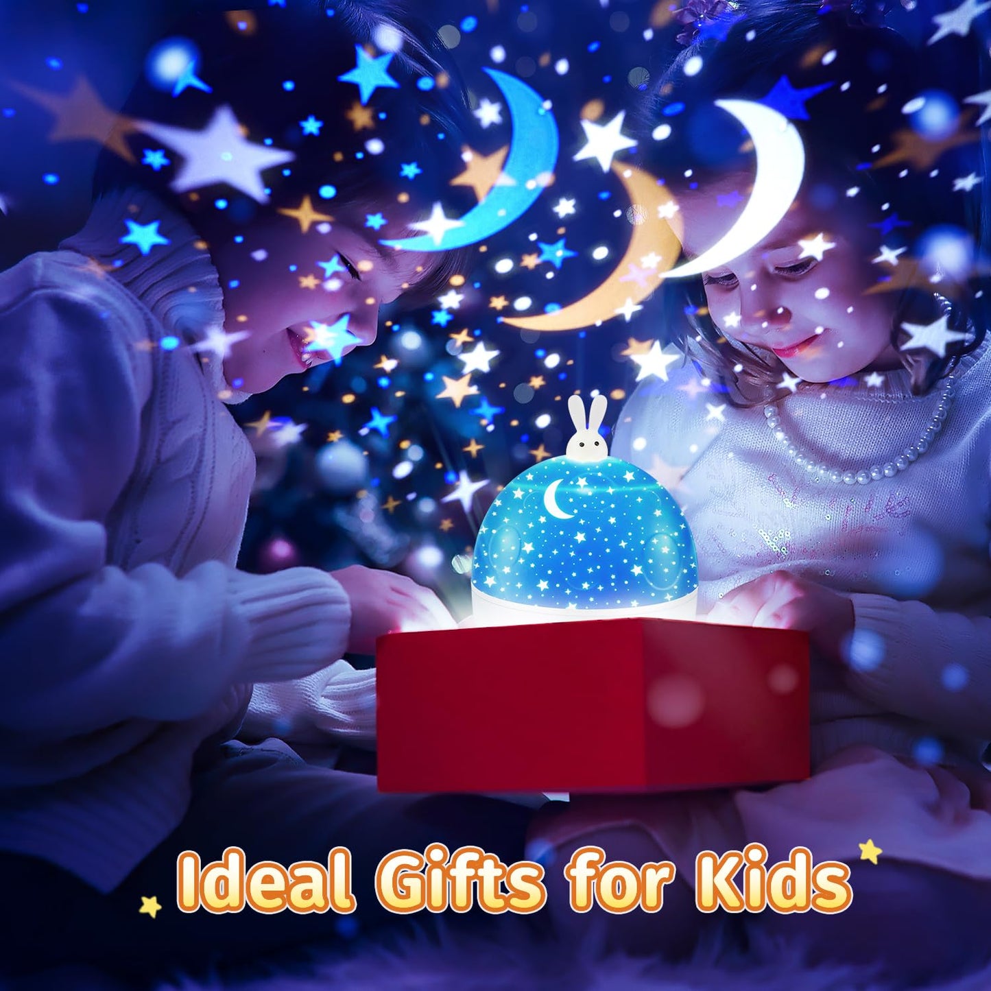 Sternenhimmel Projektor Kinder mit 15 Film, Nachtlicht Baby,Bluetooth,LED Projektor 