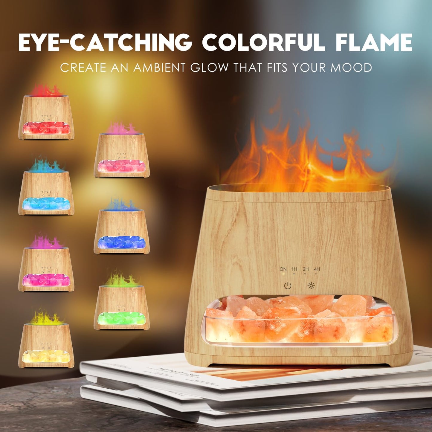 2-in-1 Aroma-Diffusor &amp; Salz-Serie Pakistan Light, Flammeneffekt für ätherische Öle, Luftbefeuchter mit 3 Helligkeitsstufen, 150 ml