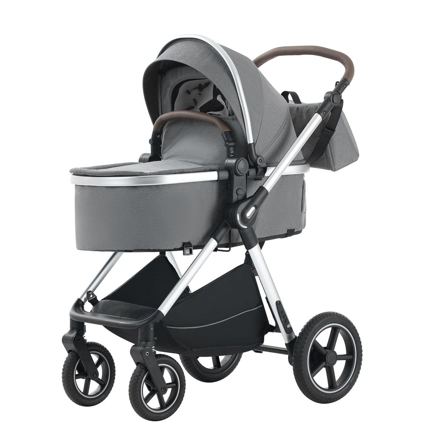 Shineey 3-in-1 Kinderwagen, Buggy, faltbarer Kinderwagen-Satz, Kombi-Kinderwagen 3-in-1 mit großer, komfortabler Babywanne, Gestell aus Aluminiumlegierung 