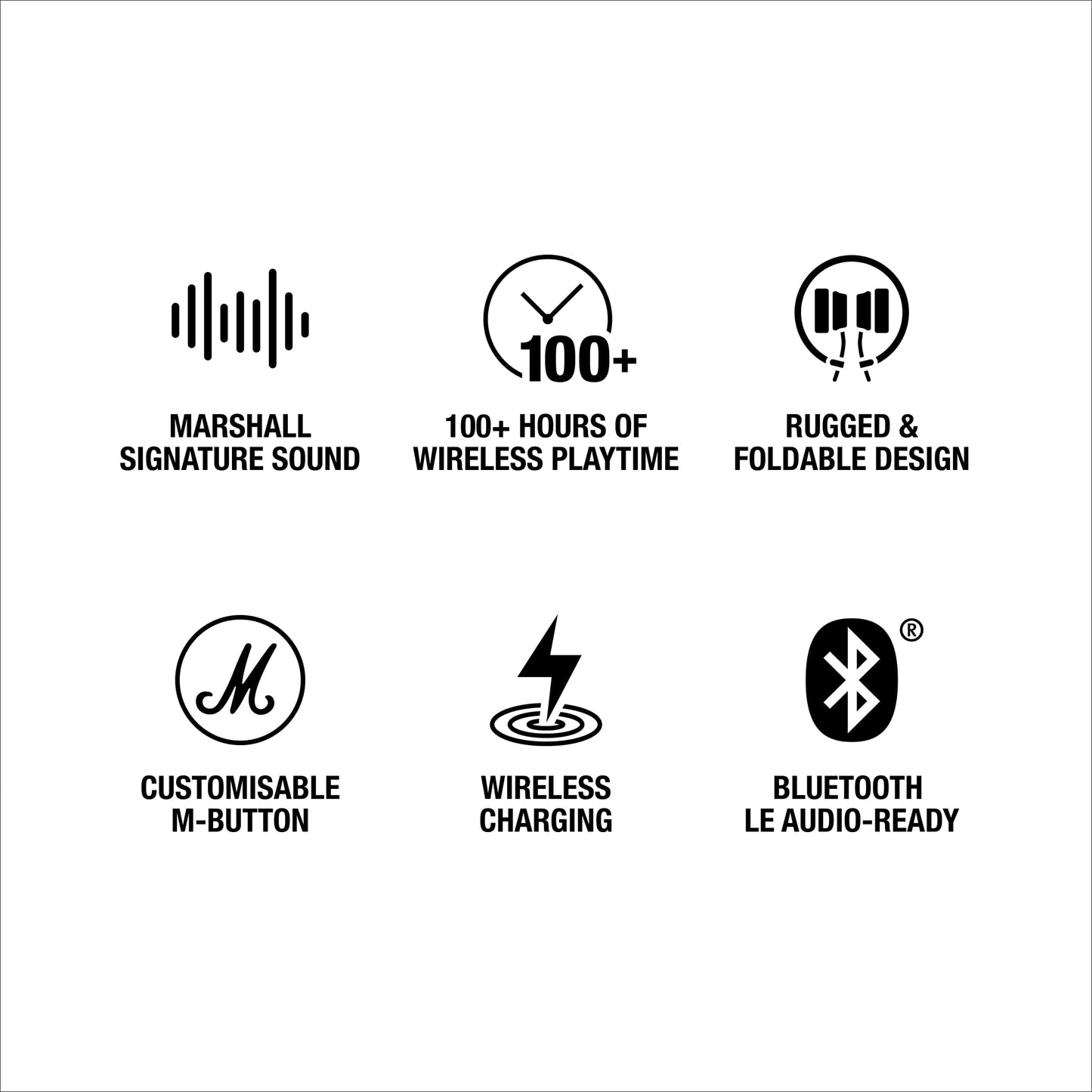 Marshall Major V Bluetooth-Kopfhörer, 100 Stunden Akkulaufzeit – Schwarz 