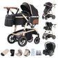 3-in-1 Kinderwagen-Set mit Sitz und faltbarem Babybett, verstellbare Liegeposition, bis 15 kg, 0-3 Jahre 