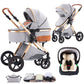 Shineey 3-in-1 Kinderwagen, Buggy, faltbarer Kinderwagen-Satz, Kombi-Kinderwagen 3-in-1 mit großer, komfortabler Babywanne, Gestell aus Aluminiumlegierung 