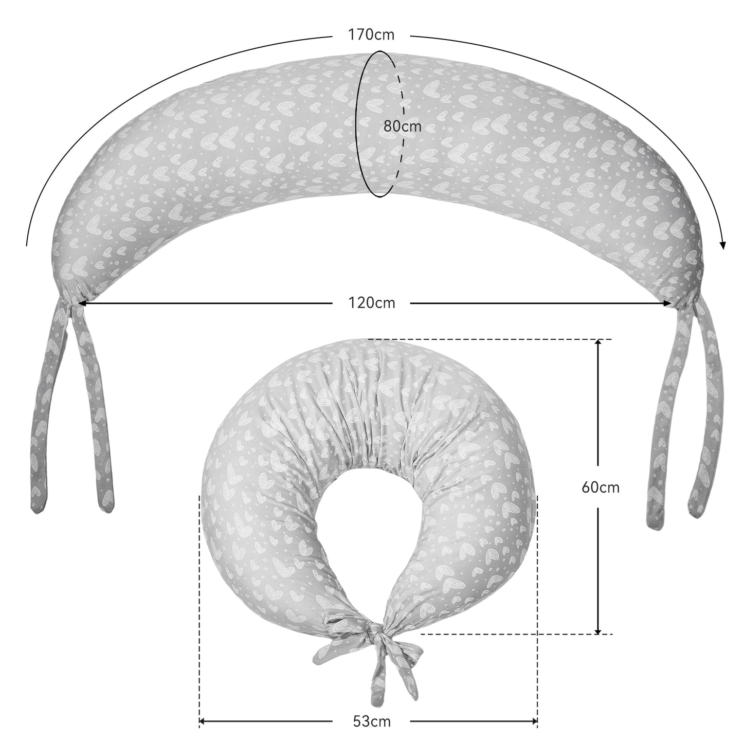 Stillkissen, vielseitiges Positionierungskissen in Übergröße, Schwangerschaftskissen für Babys und Erwachsene, Seitenschläferkissen mit waschbarem 