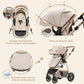 3-in-1 Kinderwagen-Set mit Sitz und faltbarem Babybett, verstellbare Liegeposition, bis 15 kg, 0-3 Jahre 