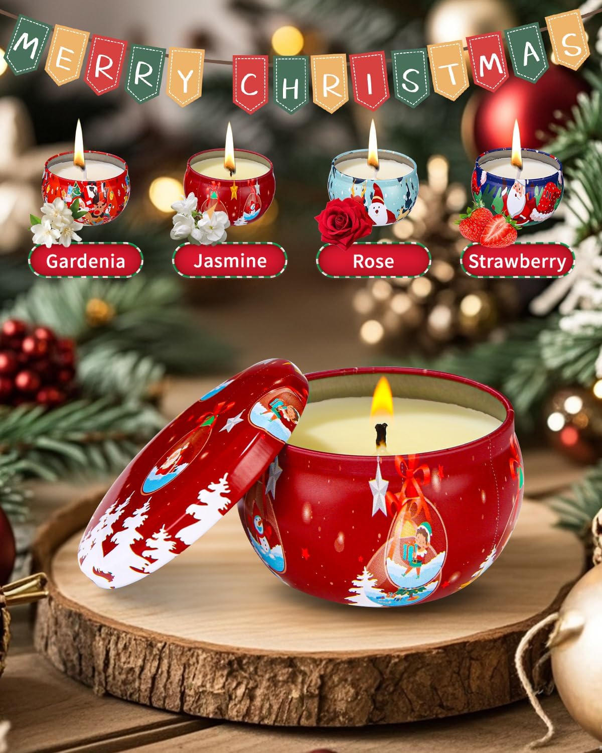 4 Stück Duftkerzen Geschenkset, Sojawachs Aromatherapie Kerzen 