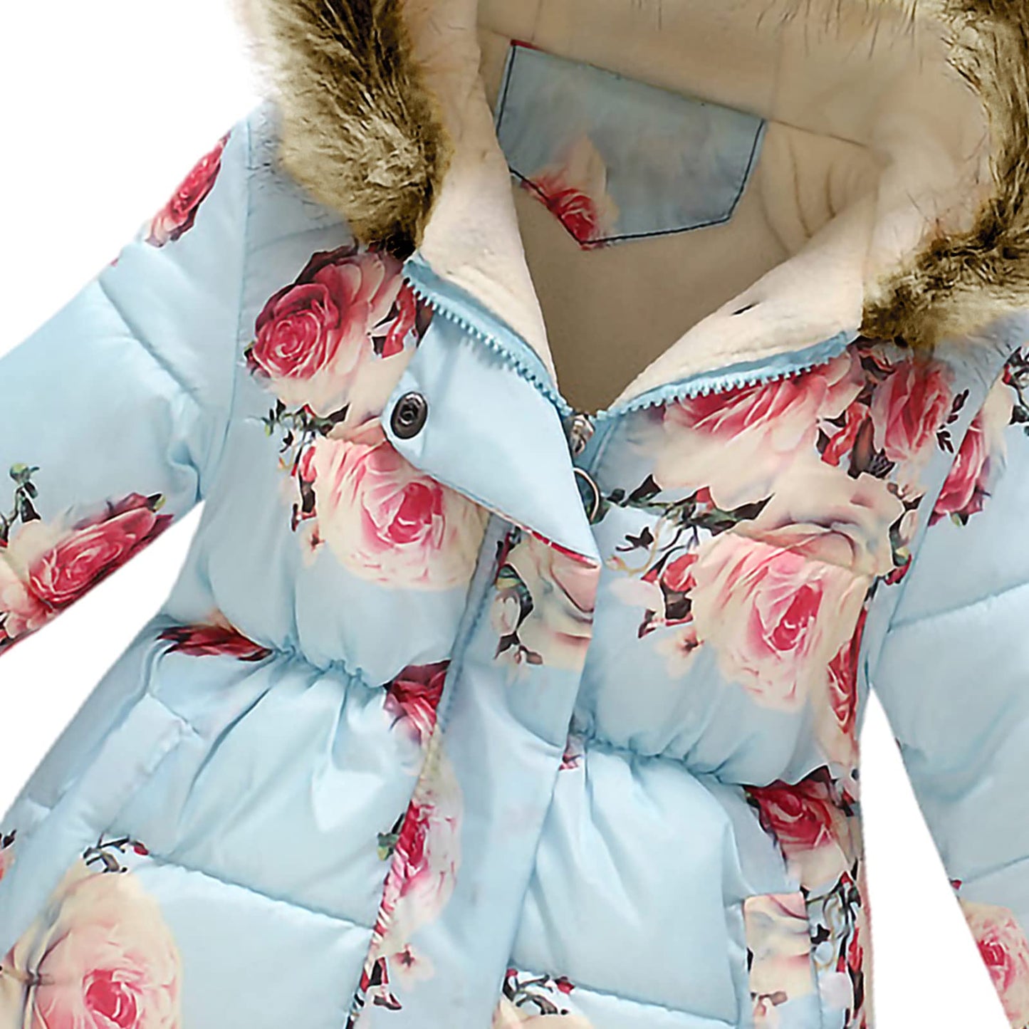 Winter Jacket Girls' Floral Warm Winter Coat Children's Jacket