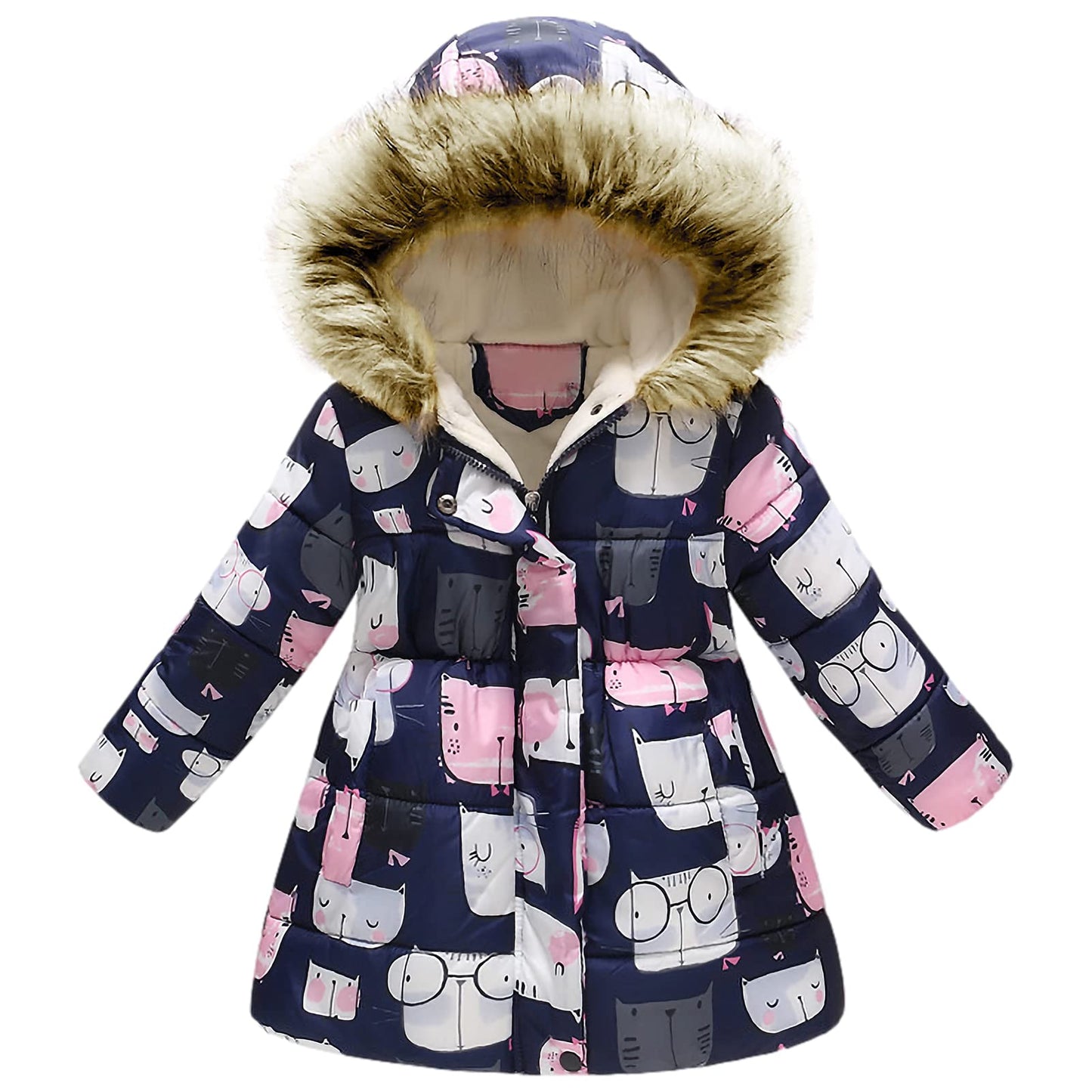 Winter Jacket Girls' Floral Warm Winter Coat Children's Jacket