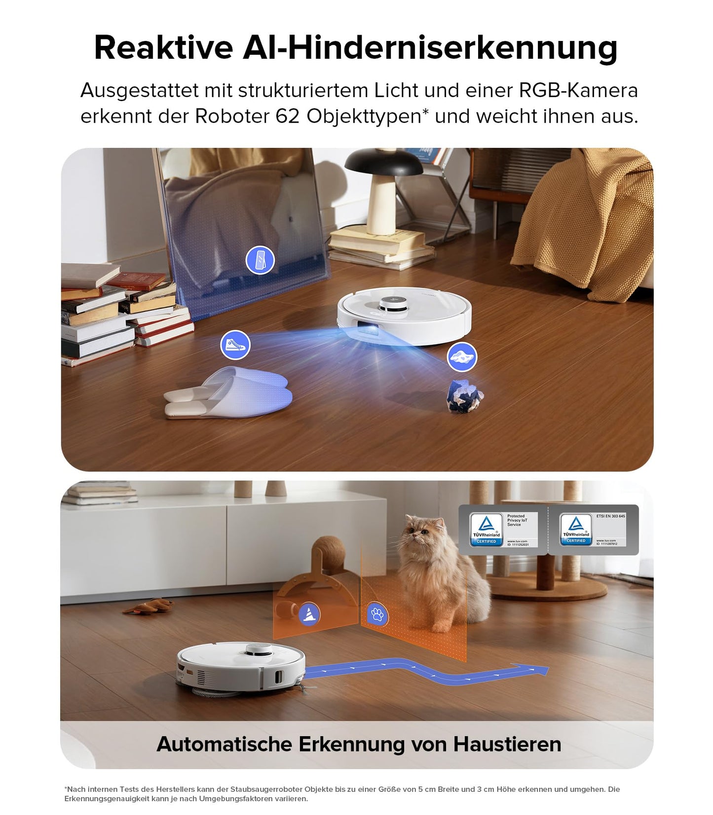 Aspirateur robot Roborock Qrevo Edge avec fonction serpillière, nettoyage des bords, serpillière chauffante, eau chaude à 75 °C 