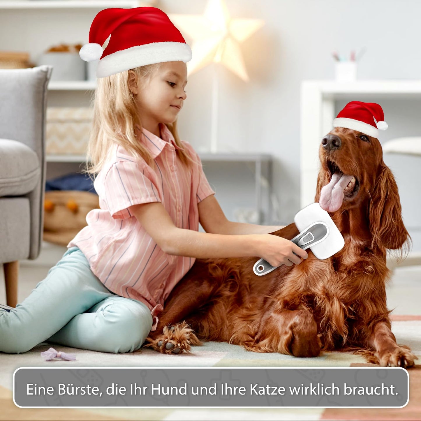 Hundebürste für Hunde und Katzen, selbstreinigend, Katzenbürste für Unterwäsche und Fell 