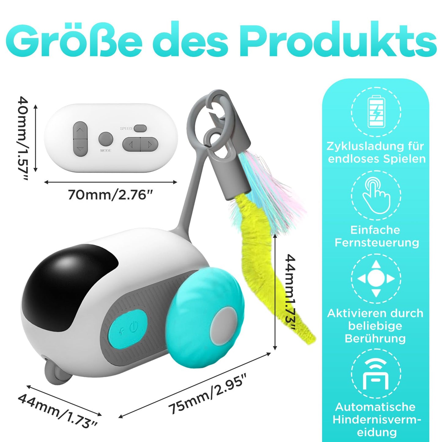Intelligentes, ferngesteuertes, elektrisches interaktives Katzenspielzeug 
