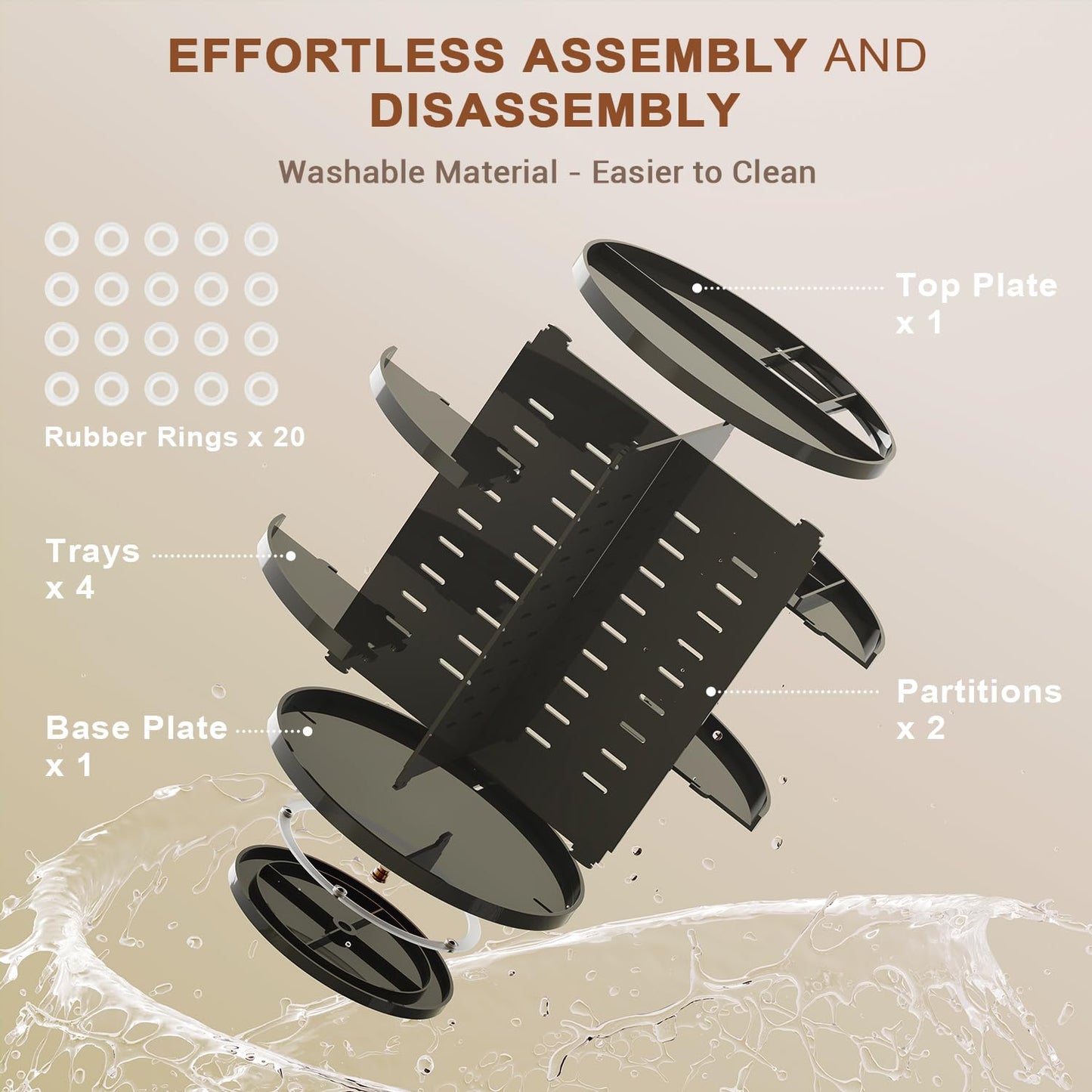 Auxmir Schminktisch Organizer mit 9 einstellbaren Stufen, Make Up Organizer 360° Drehbar, Extra Größer Kosmetik Hautpflege Organisieren 