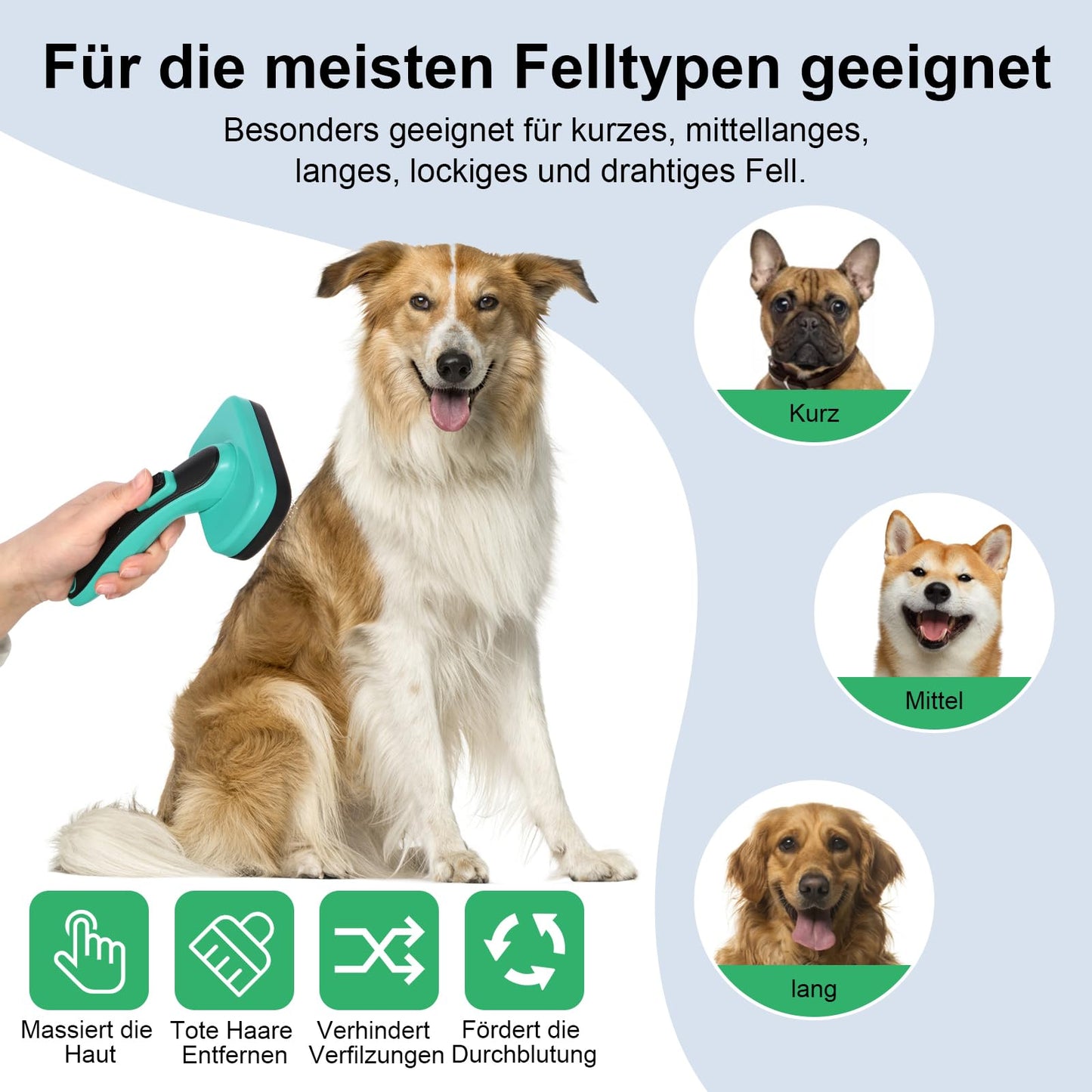Hundebürste für Hunde und Katzen, selbstreinigend, Katzenbürste für Unterwäsche und Fell 