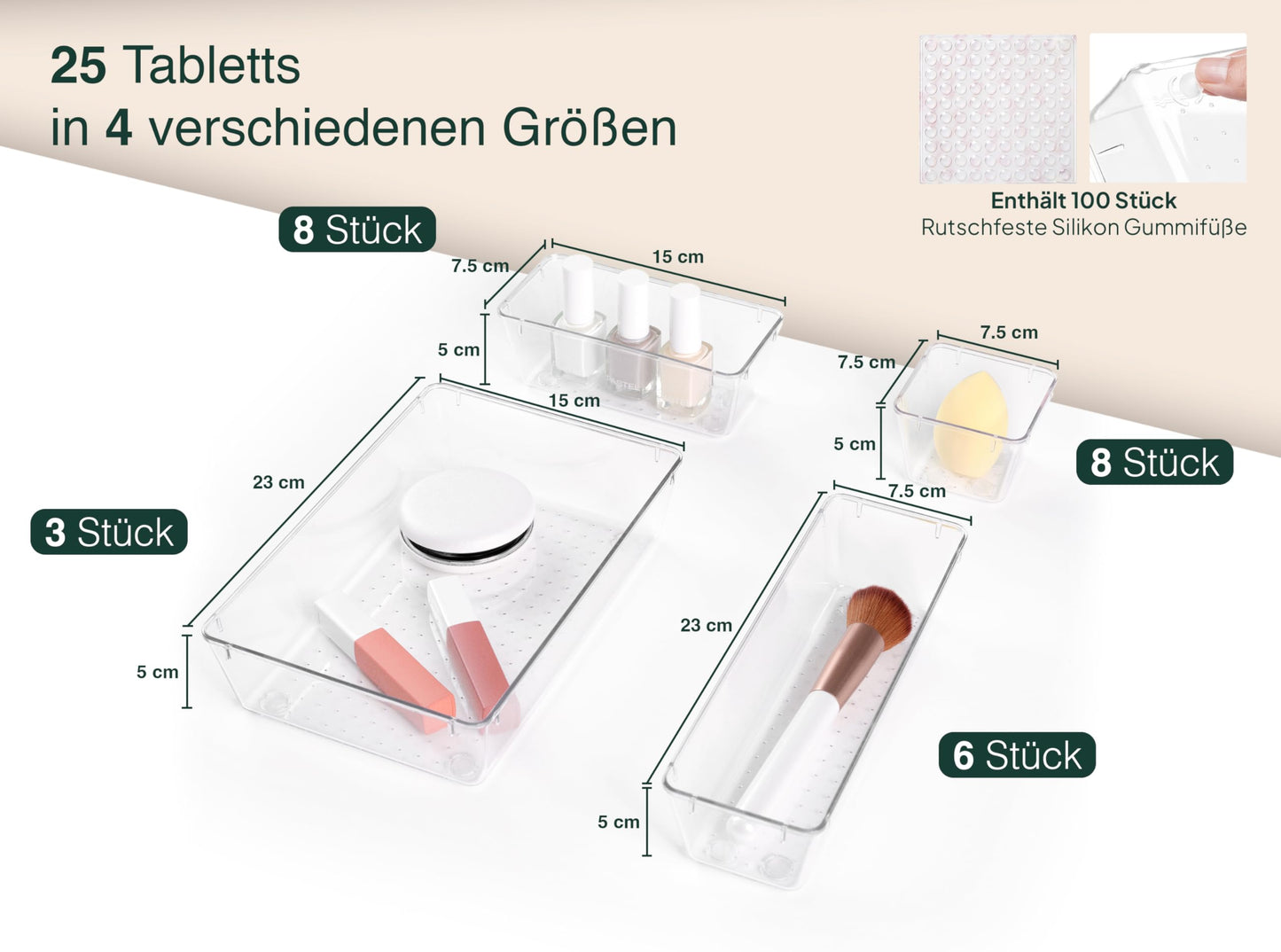 Uandu Schubladenorganizer, 25er-Set, Schreibtischorganizer 
