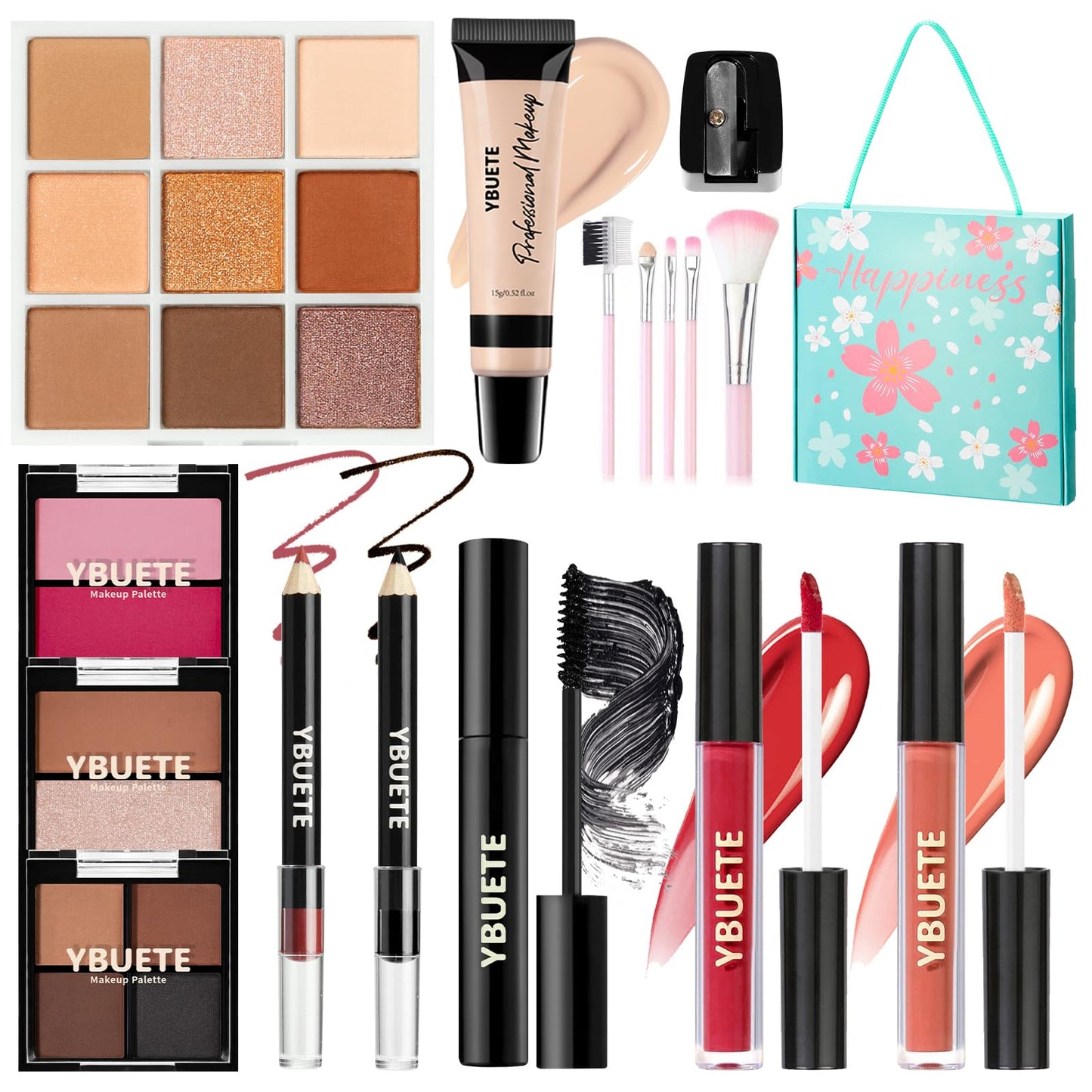 YBUETE Make-up Set für Teenager, Mädchen und Frauen - Tragbares Reise-Kosmetik-Set für Anfänger und Profis 