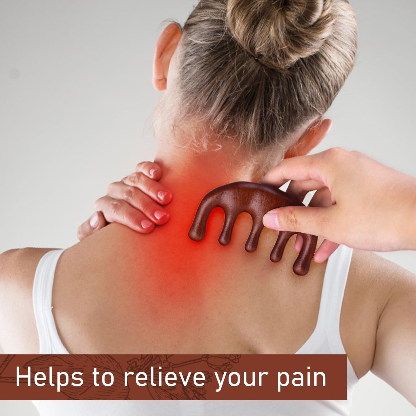 Kopfhaut Massagekamm Holzkamm, natürlicher Körpermassage Werkzeug