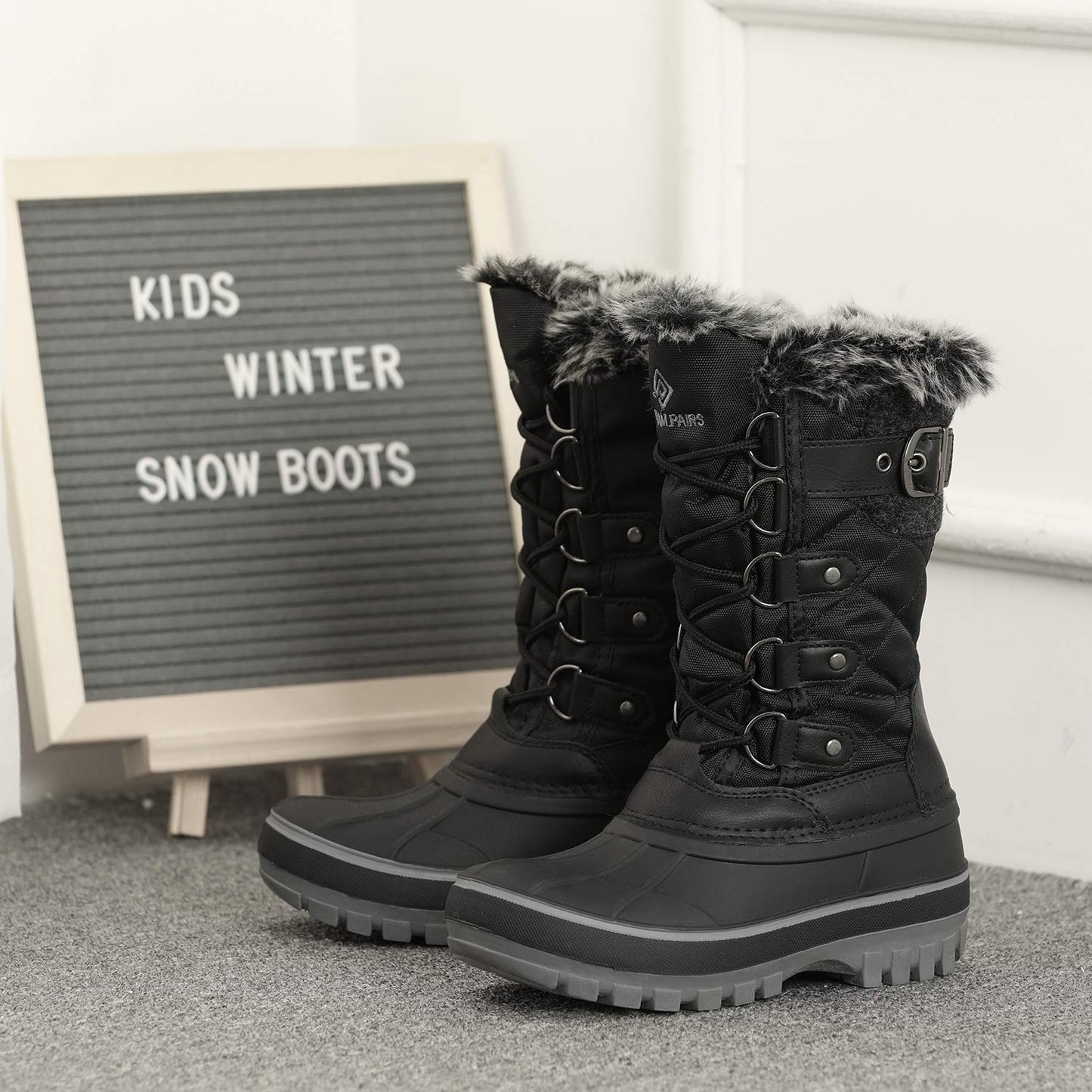 DREAM PAIRS Jungen Mädchen Winterstiefel Wasserabweisend, Warm Rutschfest Schneestiefel 
