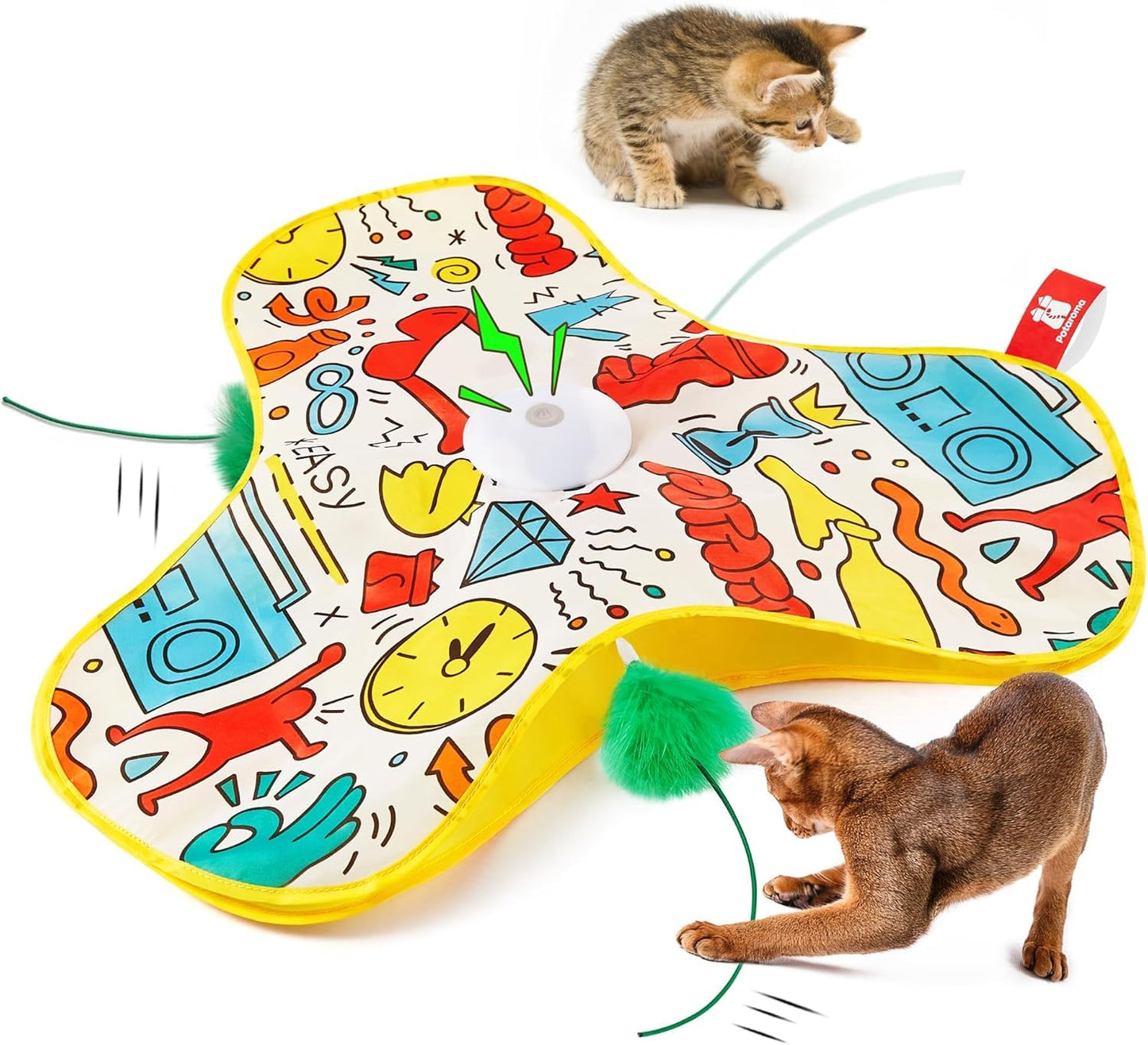 Potaroma Interaktives Katzenspielzeug mit Federautomatik - Deals Bewegungsspielzeug für aktive Wohnungskatzen 