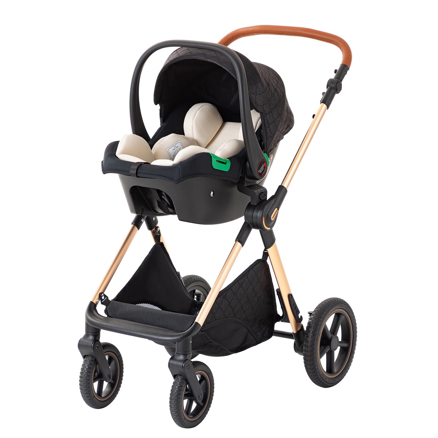 Shineey 3-in-1 Kinderwagen, Buggy, faltbarer Kinderwagen-Satz, Kombi-Kinderwagen 3-in-1 mit großer, komfortabler Babywanne, Gestell aus Aluminiumlegierung 