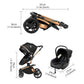 Reenborn 3-in-1 Kinderwagen, Buggy mit zwei umkehrbaren Schiebemodi, Kinderwagen mit Gestell aus Aluminiumlegierung, Babywagen, 3-in-1 Komplettset mit Ein-Klick-Faltmechanismus 