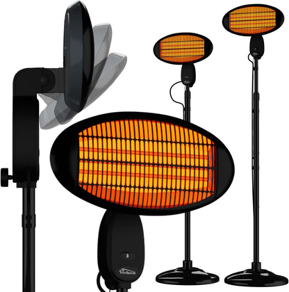 Infrarot Heizstrahler 2000 Watt Standheizer Terrassenheizer, höhenverstellbar, neigbar