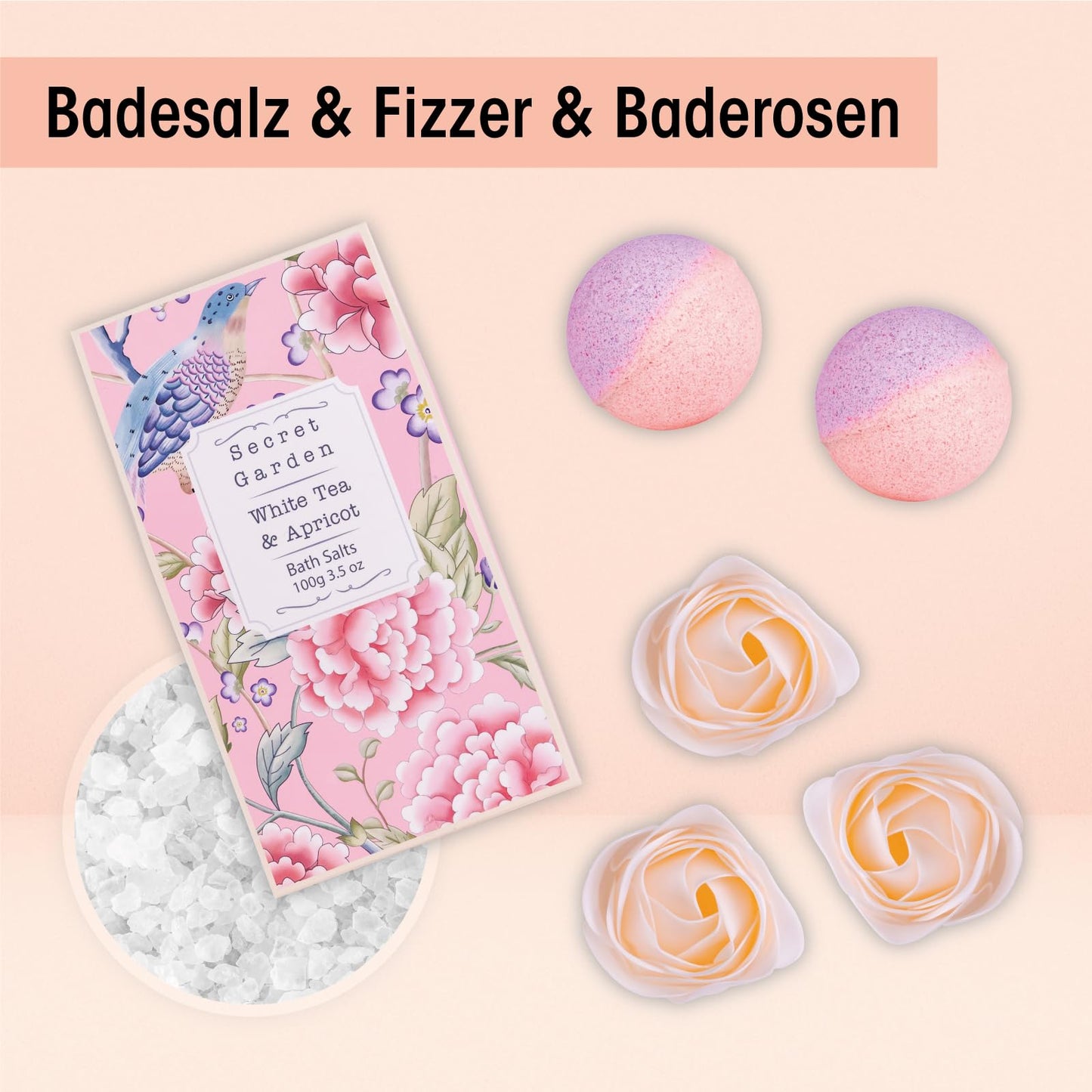 Accentra – Duschset Frauen Geschenkset im Holzkorb – 8-teiliges Pflegeset mit Duschgel, Bodylotion, Badezusätzen, Peeling &amp; Handcreme 