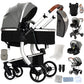 Reenborn 3-in-1 Kinderwagen, Buggy mit zwei umkehrbaren Schiebemodi, Kinderwagen mit Gestell aus Aluminiumlegierung, Babywagen, 3-in-1 Komplettset mit Ein-Klick-Faltmechanismus 