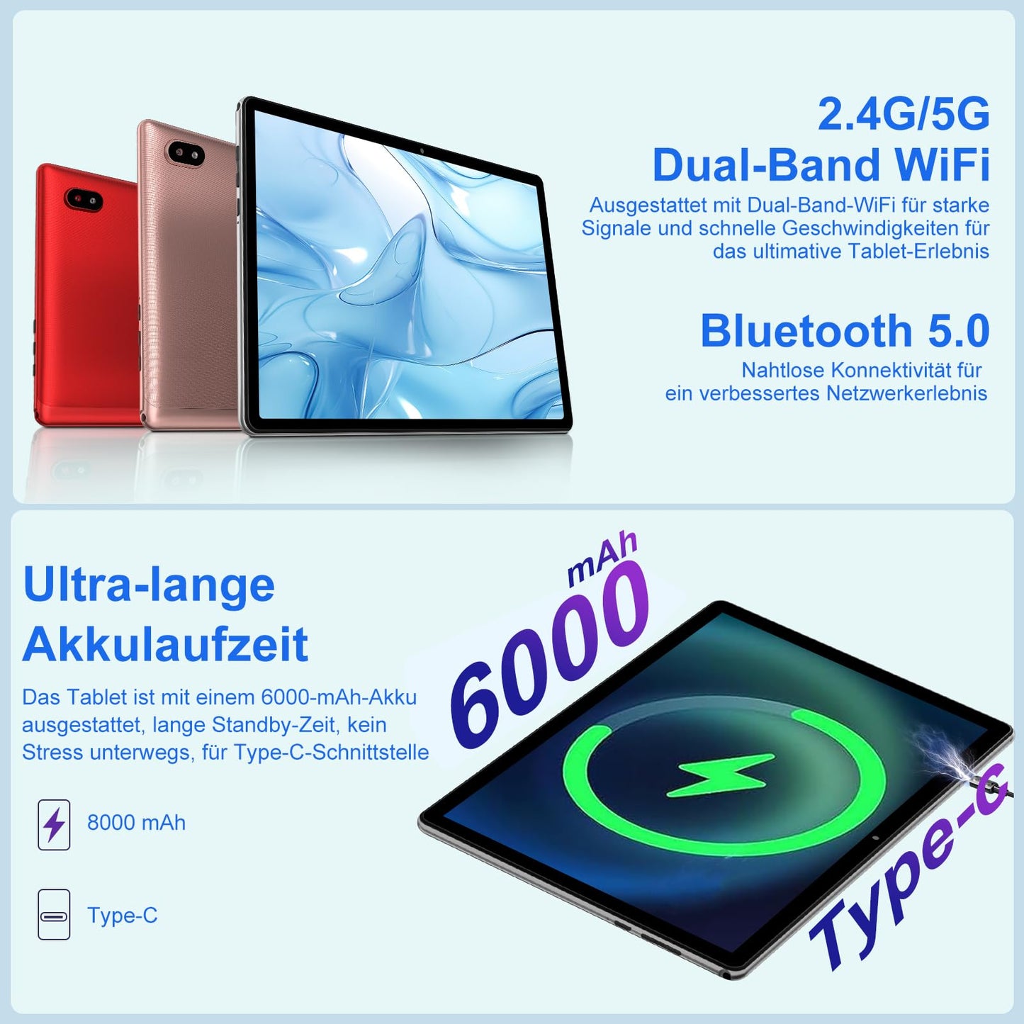 11-Zoll-Android-Tablet mit 24 GB RAM, 256 GB ROM, TF 1 TB, Octa-Core-Prozessor, GMS, 5G, WiFi 6 und Bluetooth 5.0 