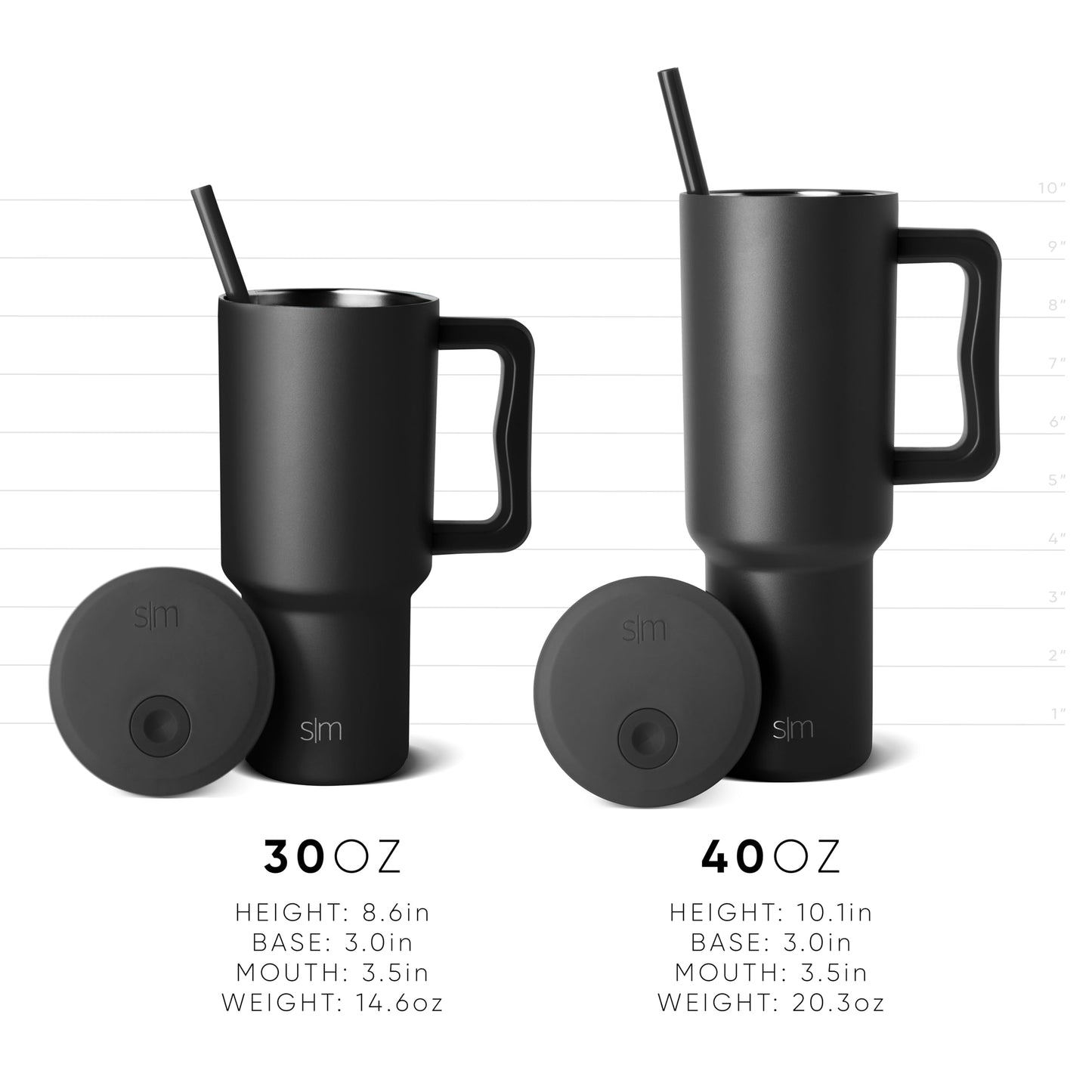 Simple Modern Thermobecher mit Strohhalm und Griff | Isolierter Edelstahl-Trinkbecher Eiskaffee-Reisebecher