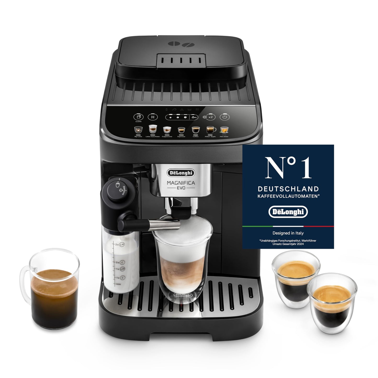 De'Longhi Kaffeevollautomat mit LatteCrema Milchsystem, 7 Direktwahltasten für Cappuccino, Espresso 