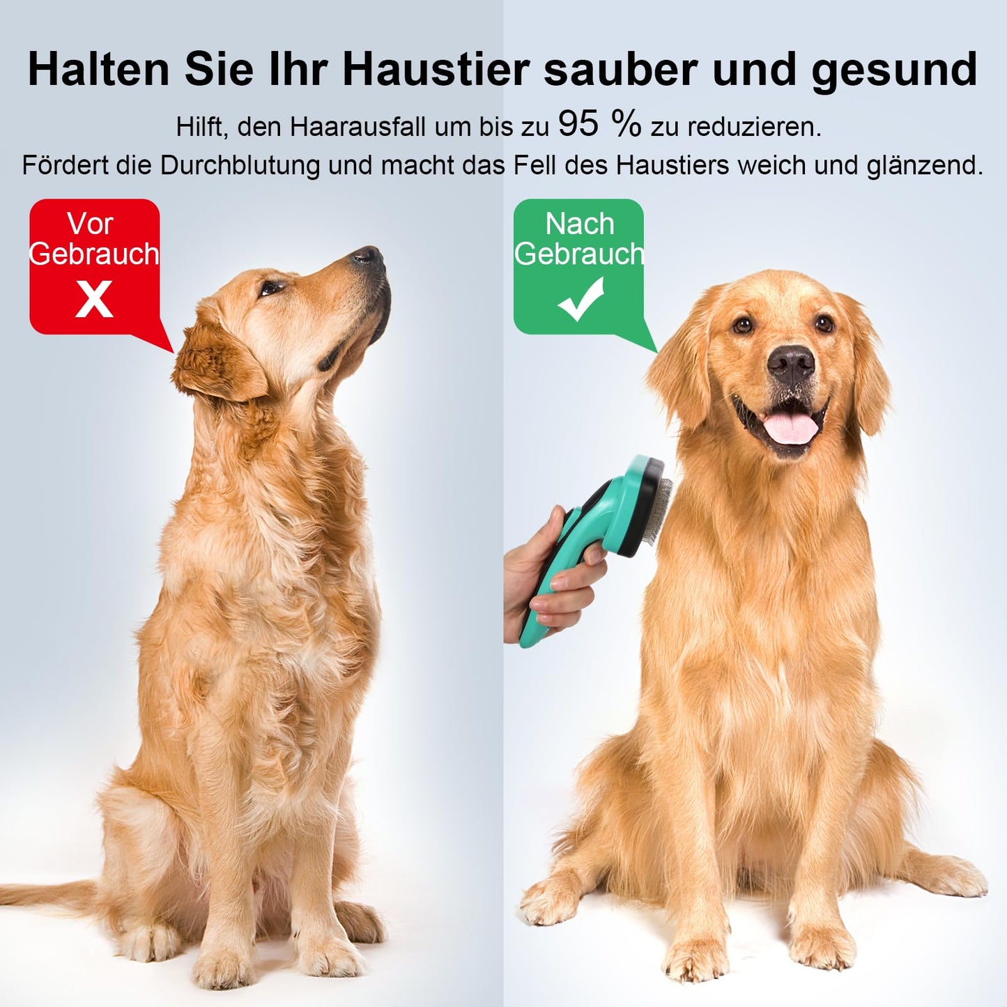 Hundebürste für Hunde und Katzen, selbstreinigend, Katzenbürste für Unterwäsche und Fell 