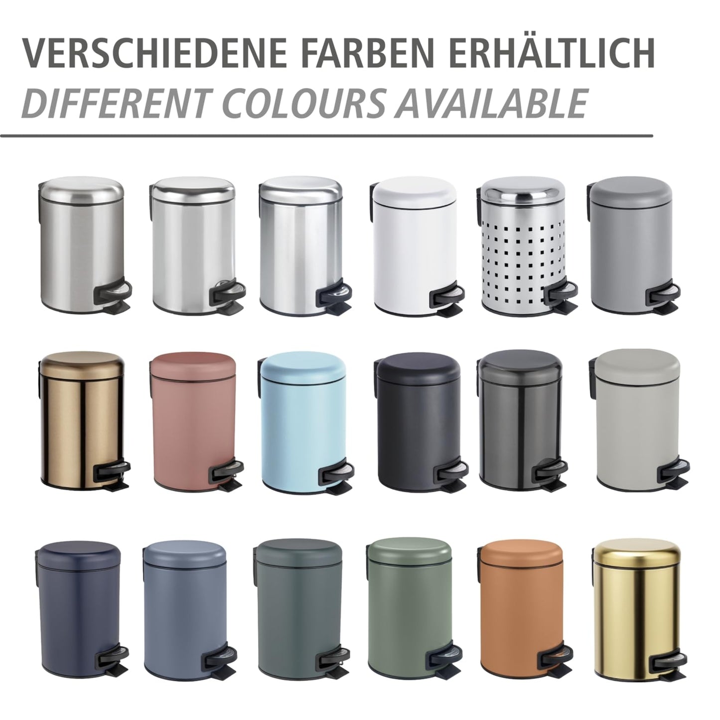 WENKO Leman Kosmetik-Treteimer, mattgold, 3 l – Kosmetik- und Abfalleimer mit Anti-Fingerprint-Beschichtung, Fassungsvermögen: 3 Liter, Edelstahl, 17 x 25 x 22,5 cm, gold 