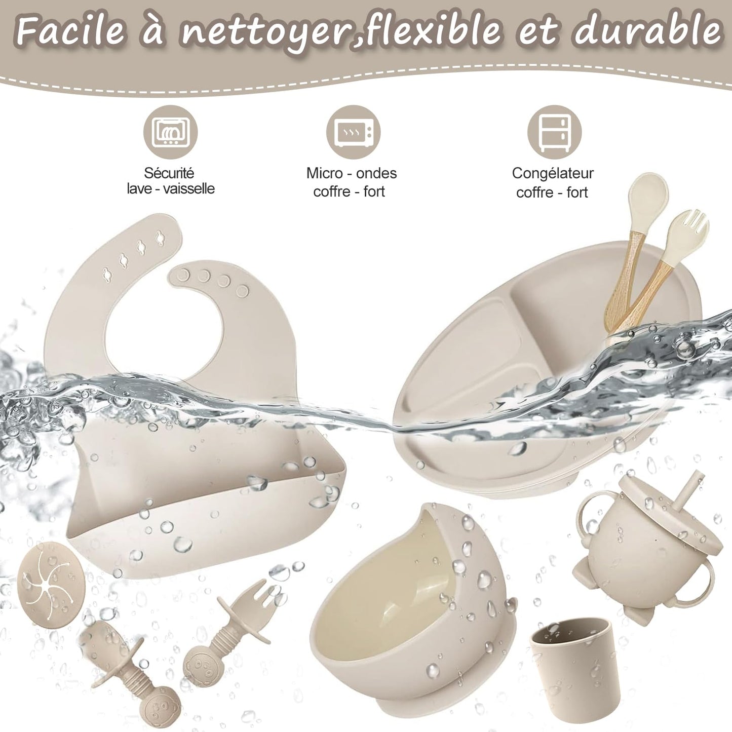 Ensemble de vaisselle pour bébé, ensemble de 12 couverts pour enfants, cuillère pour bébé, tasse à boire 