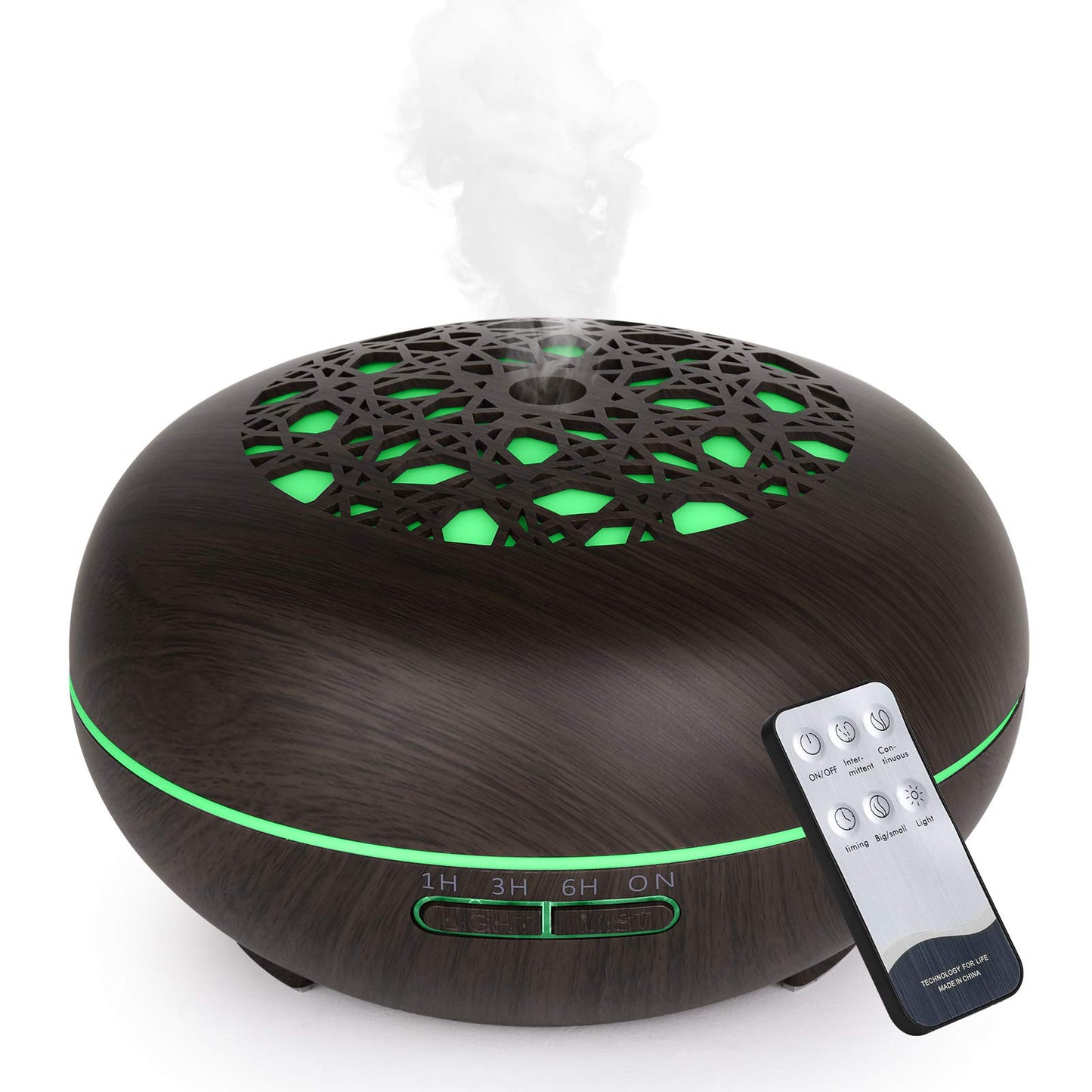 Aroma Diffuser Luftbefeuchter 550ml mit Fernbedienung, Ultraschall Vernebler Duftlampe Öl Diffusor mit 7 Farben LED 