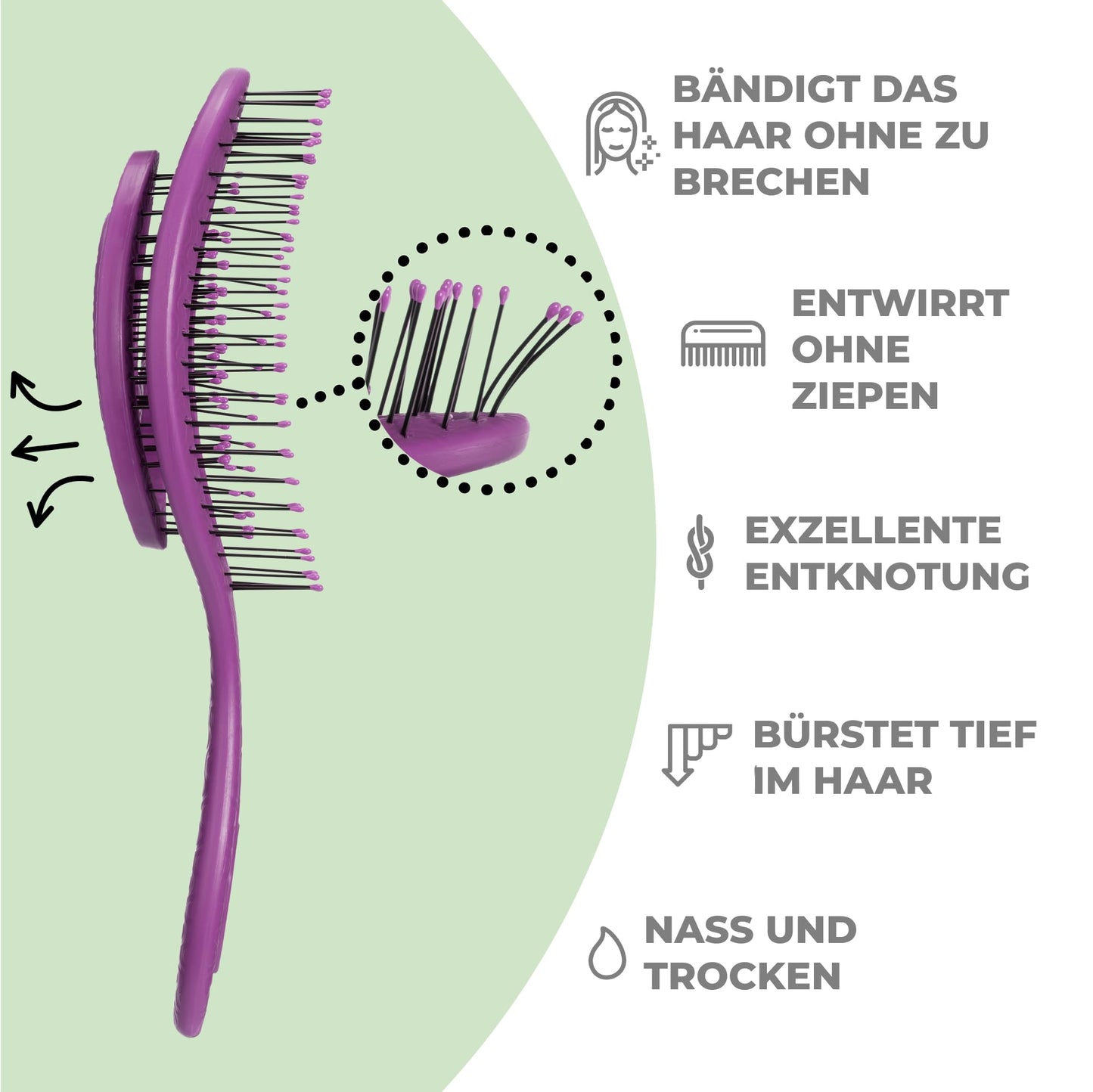 Ninabella Mini Haarbürste ohne Ziepen - Bürste für Reisen - Entwirrbürste für trockenes und nasses Haar - Detangler Bürste