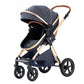 Shineey 3-in-1 Kinderwagen, Buggy, faltbarer Kinderwagen-Satz, Kombi-Kinderwagen 3-in-1 mit großer, komfortabler Babywanne, Gestell aus Aluminiumlegierung 