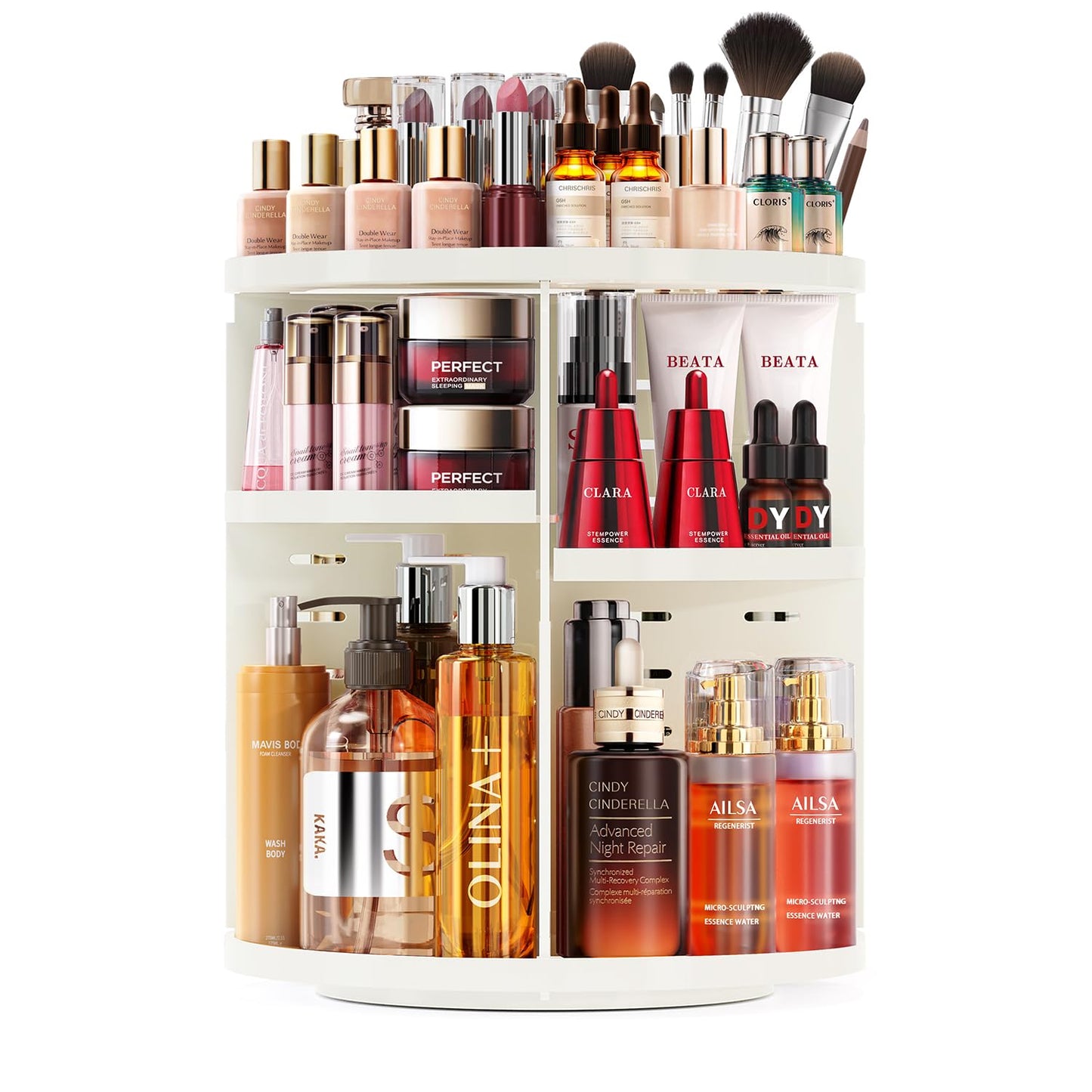 Auxmir Schminktisch Organizer mit 9 einstellbaren Stufen, Make Up Organizer 360° Drehbar, Extra Größer Kosmetik Hautpflege Organisieren 