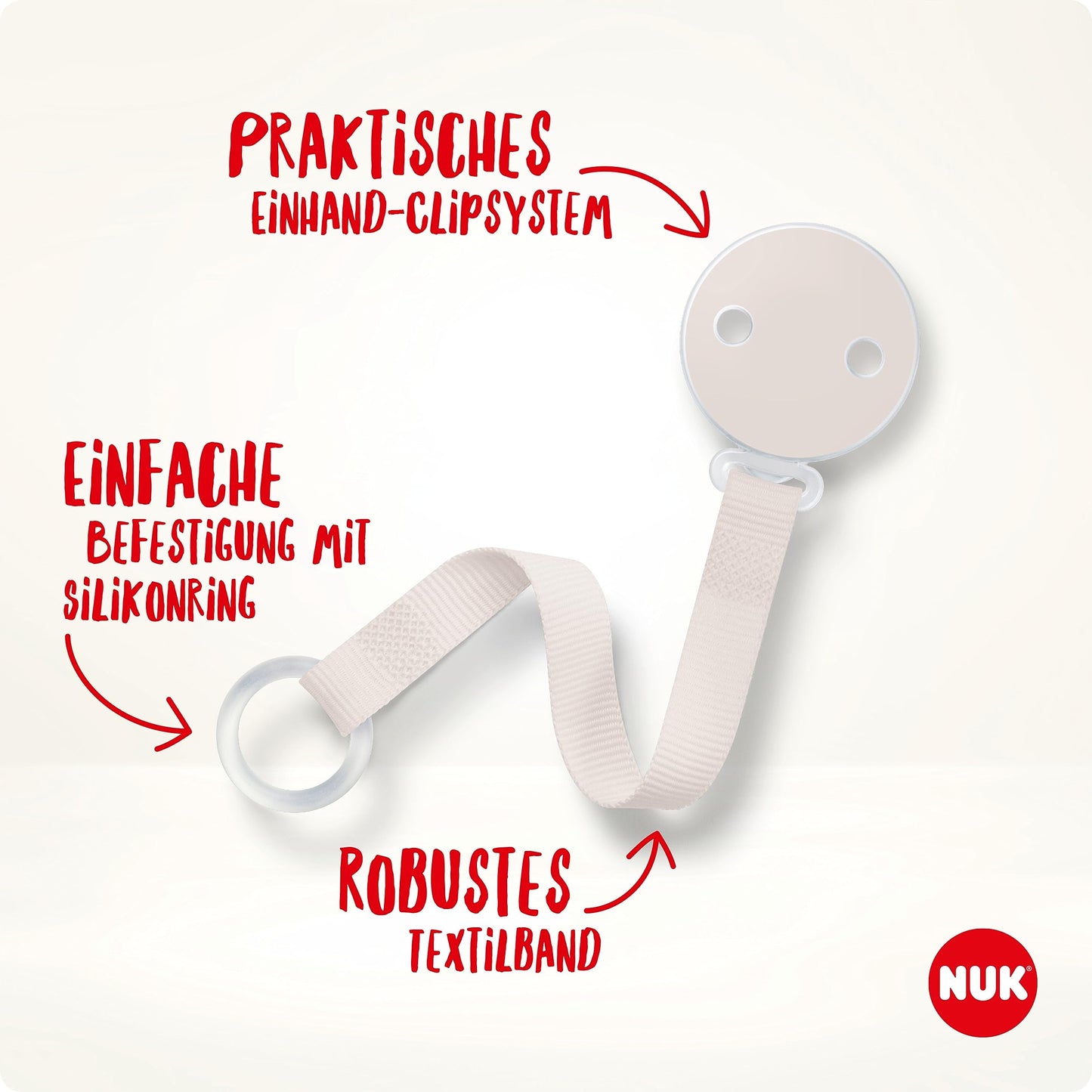 NUK Disney Winnie Puuh Schnullerband &amp; Clip | Für alle Schnuller mit und ohne Ring 