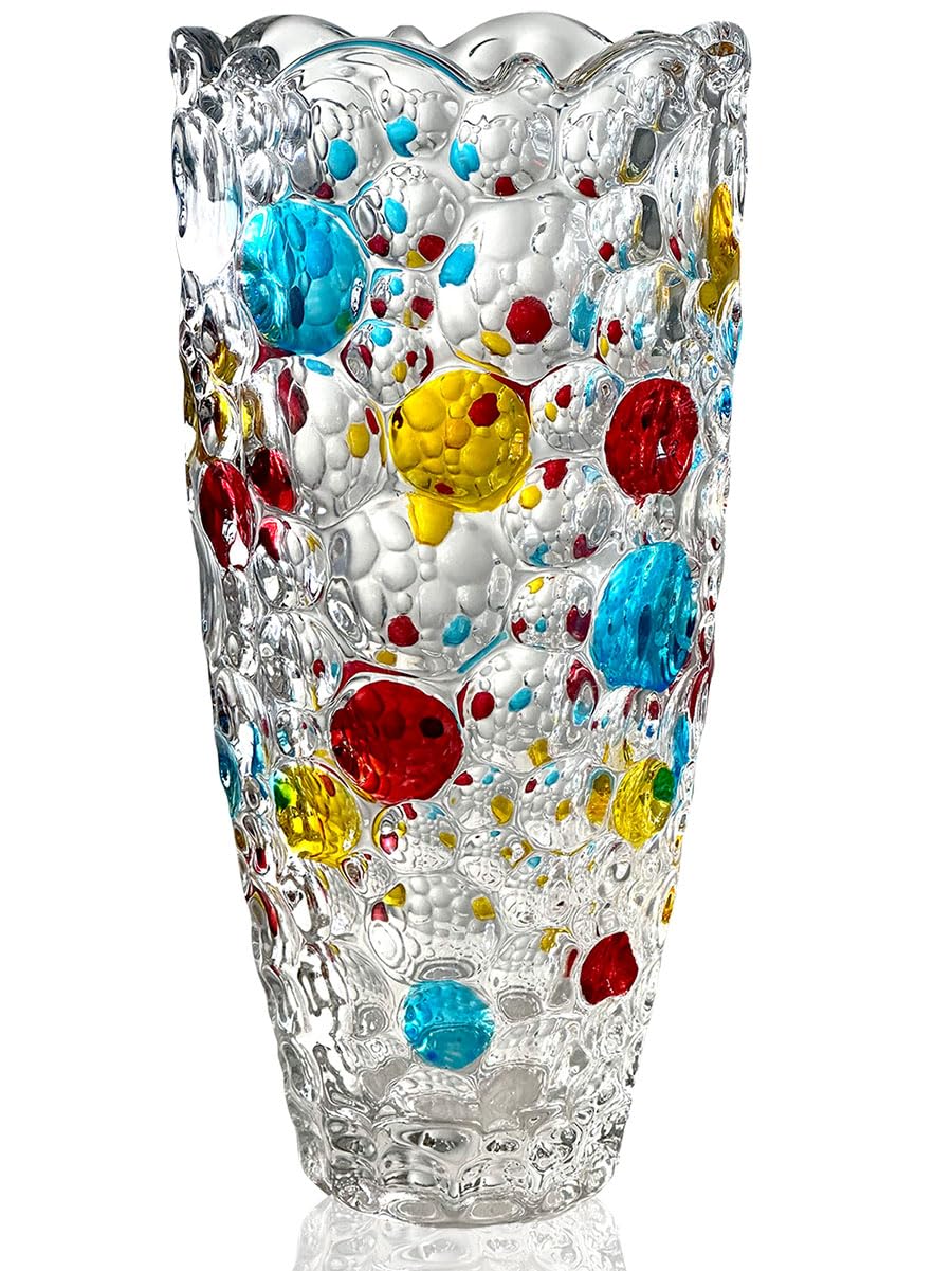 Blumenvase, große hohe Glasvase zur Dekoration, ästhetisch, große Glasvase mit gerippter Textur, modernes Wohnzimmer 