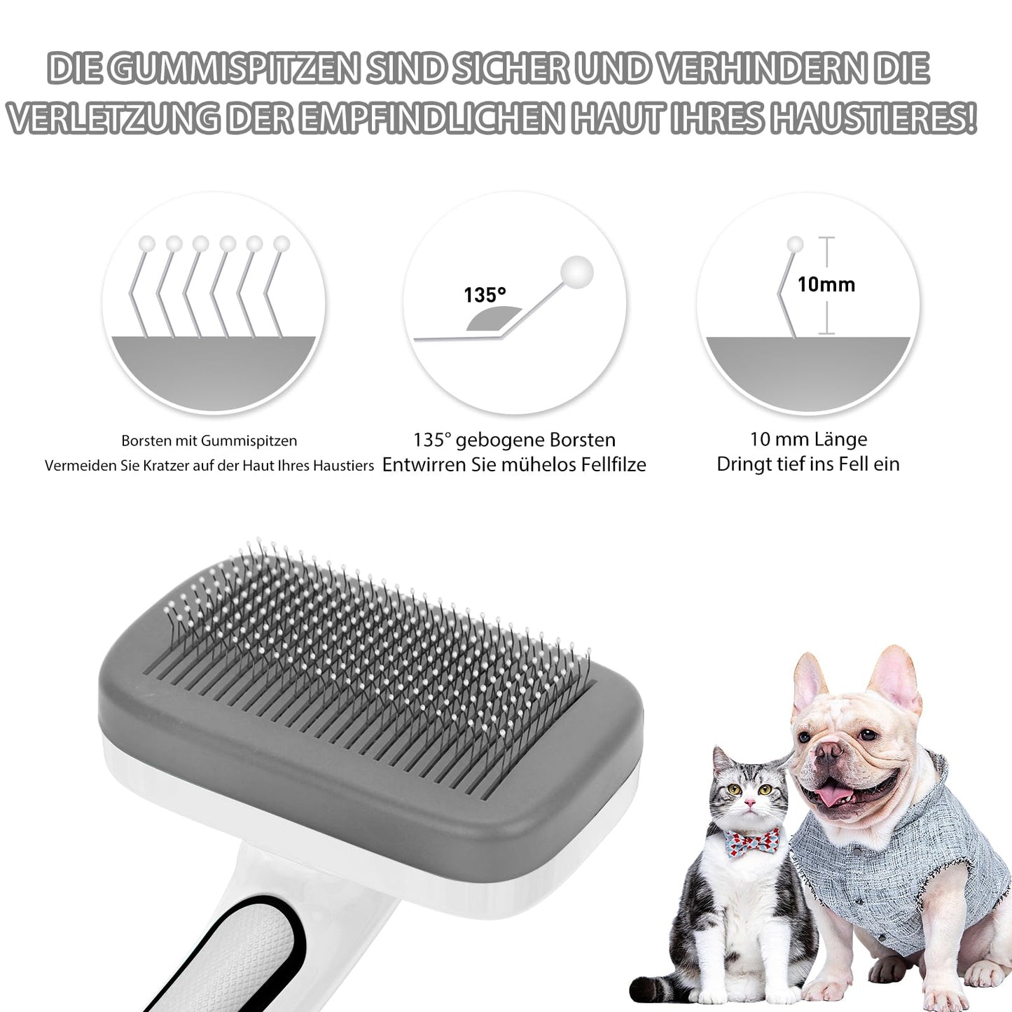 Hundebürste für Hunde und Katzen, selbstreinigend, Katzenbürste für Unterwäsche und Fell 