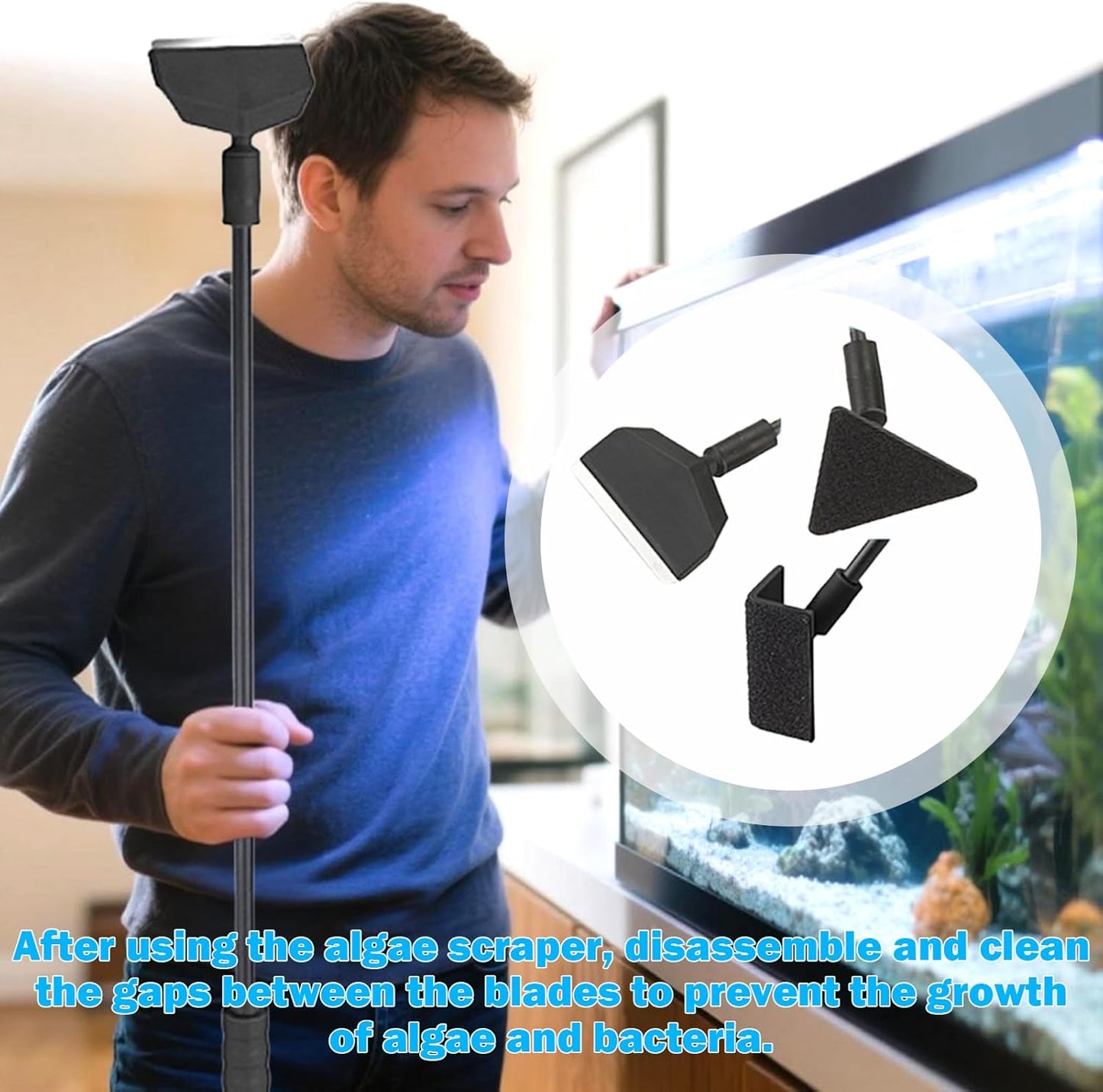 3-in-1 Aquarium-Reinigungsset, Aquarium-Scheibenreiniger 