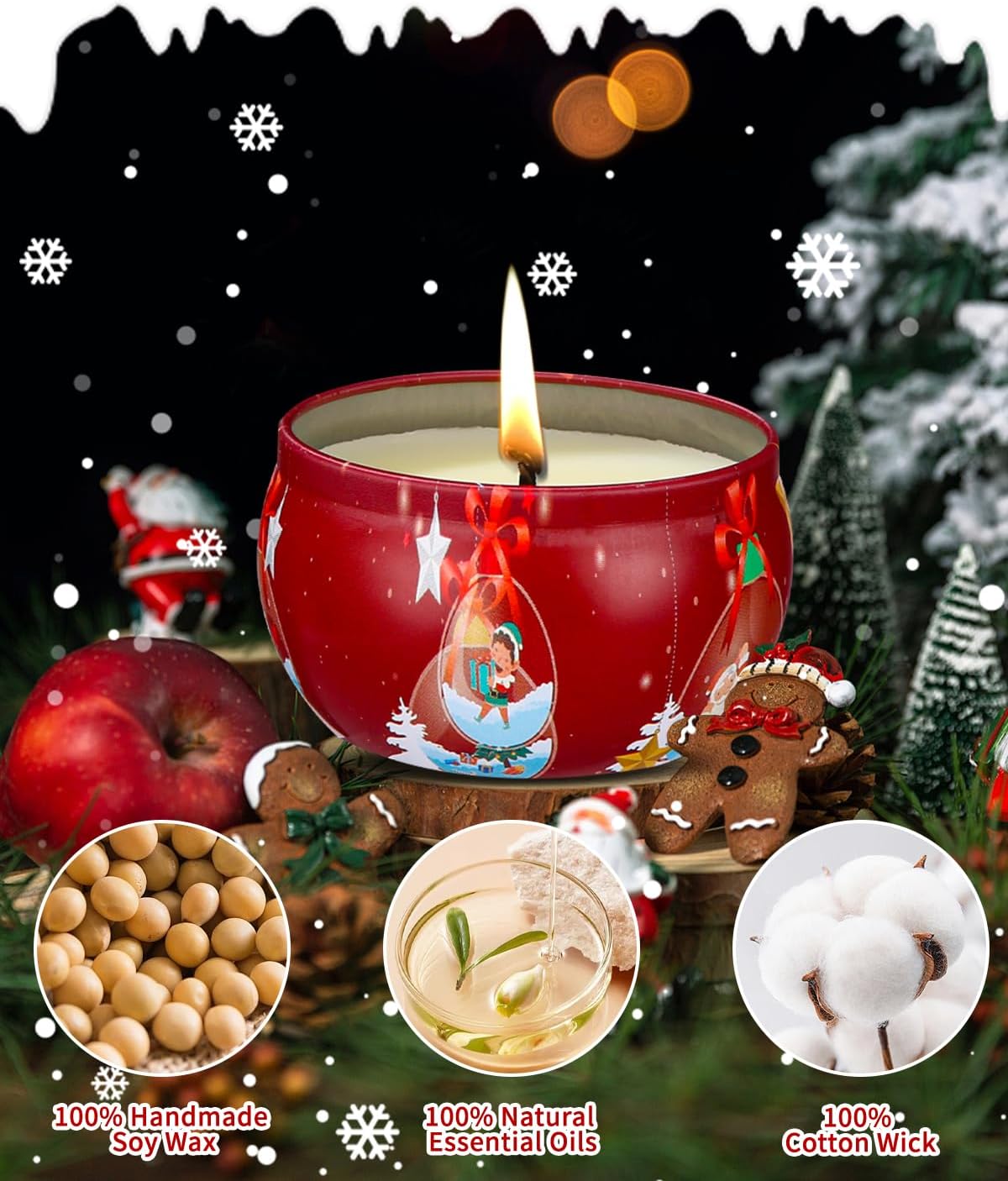 4 Stück Duftkerzen Geschenkset, Sojawachs Aromatherapie Kerzen 